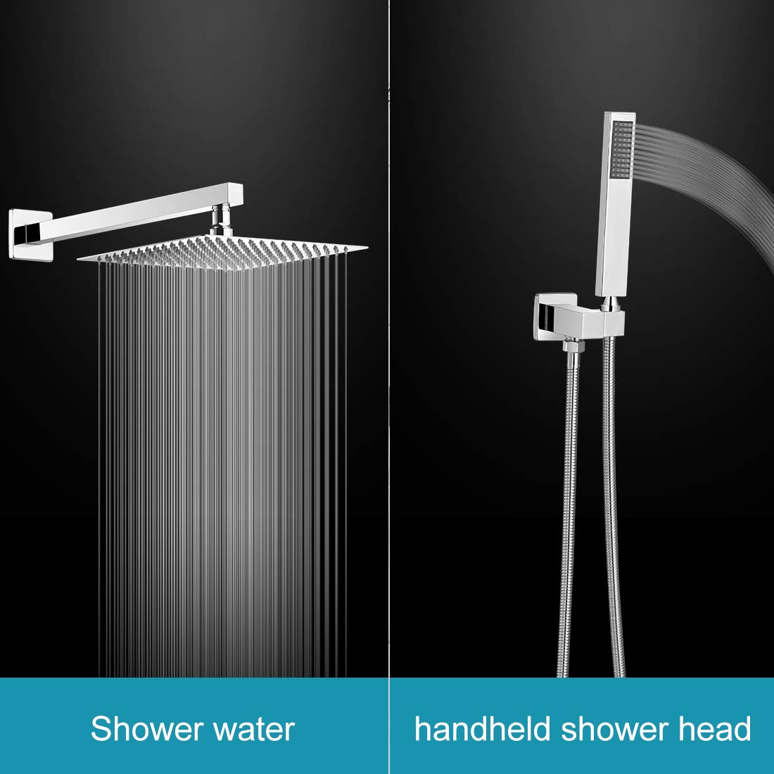 10 Inch Luxury Rain Mixer Shower Combo Set - Wall Mounted Rainfall Shower Head System with Polished Chrome Finish - Includes Rough-in Valve Body and Trim - Perfect for Modern Bathroom Renovations and Spa-Like Shower Experiences