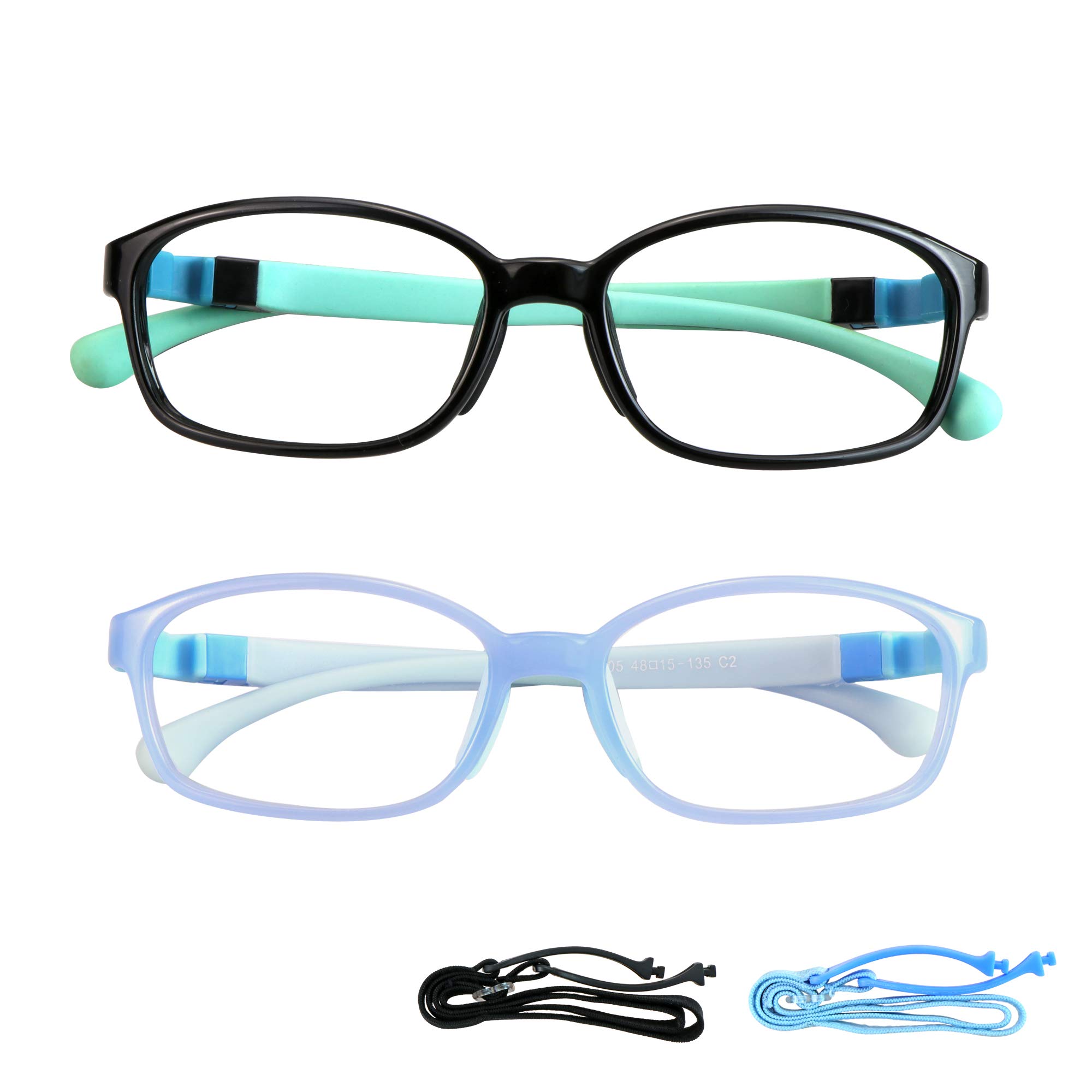 Blue Light Blocking Glasses for Kids (2 Pack) - UV400 Protection, Anti Blue Ray Computer Glasses for Boys & Girls Ages 3-12 - Perfect for Screen Time, Gaming & Online Learning