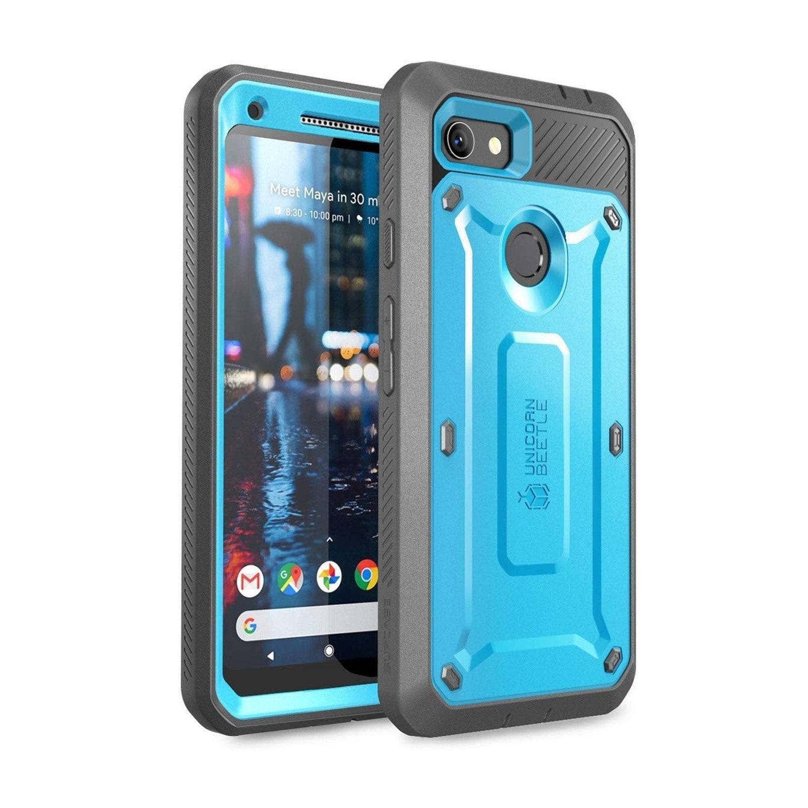 Google Pixel 3a Case - Unicorn Beetle Pro Rugged Holster with Kickstand | Shockproof & Drop Protection | Blue | Perfect for Outdoor, Work & Travel