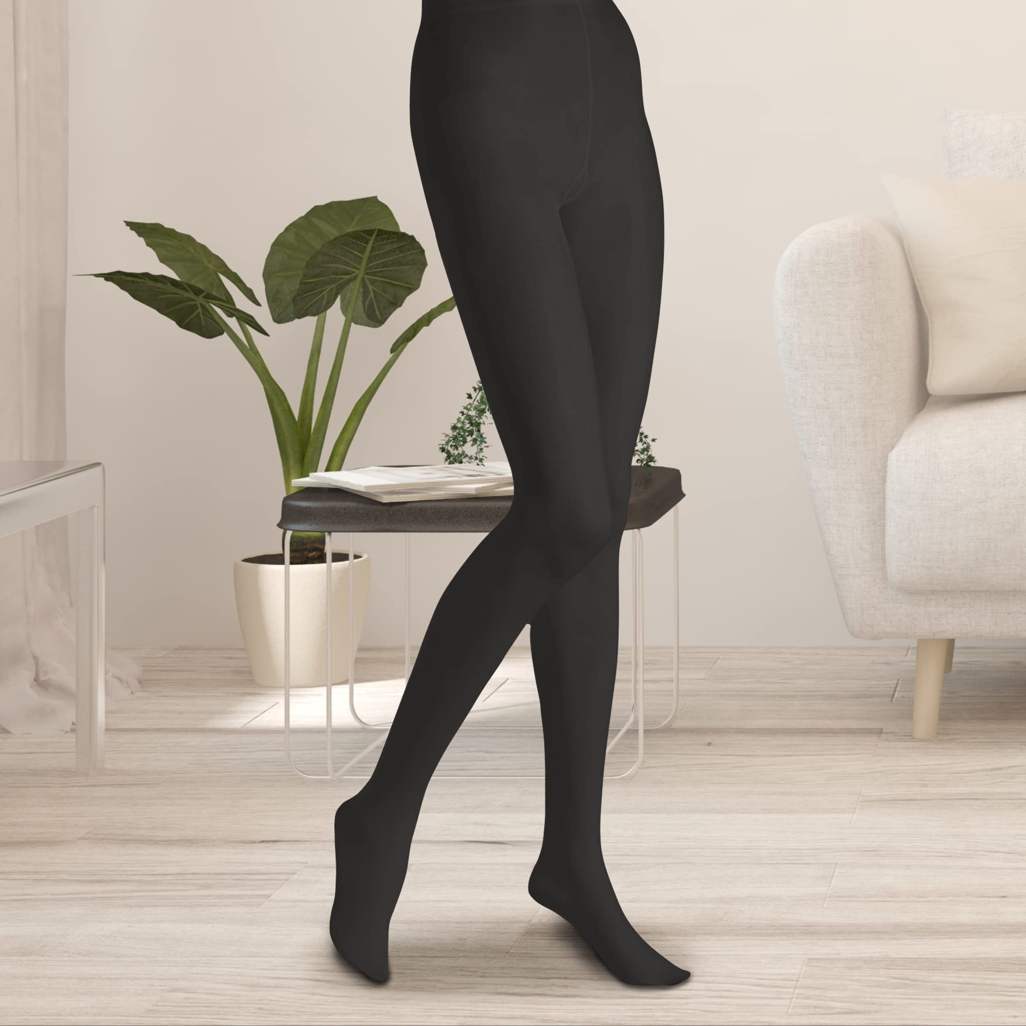 Butterfly EMEM Women's Plus Size Queen Opaque Footed Tights - Comfortable & Stretchy Leggings for Work, Yoga, and Everyday Wear