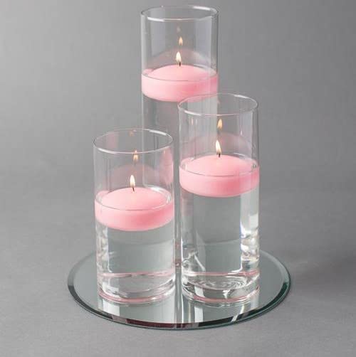 Eastland 48-Piece Round Mirror & Cylinder Vases Centerpiece Set with Richland Floating Candles - 16