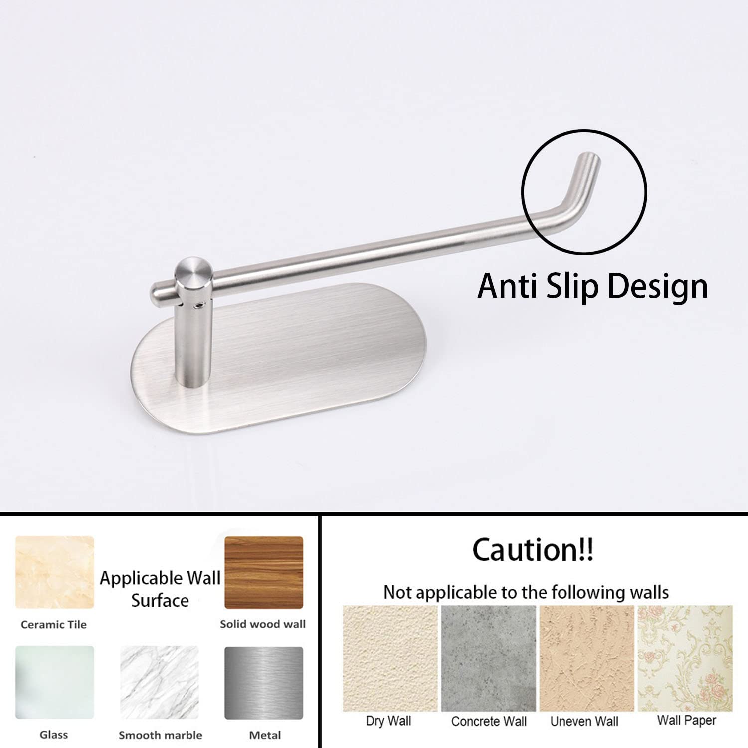 Self-Adhesive Stainless Steel Toilet Paper Holder - No Drilling Easy Install Bathroom Tissue Roll Mount for Home, Office & Kitchen (Brushed Nickel) - Perfect for Small Spaces, Apartments & RVs