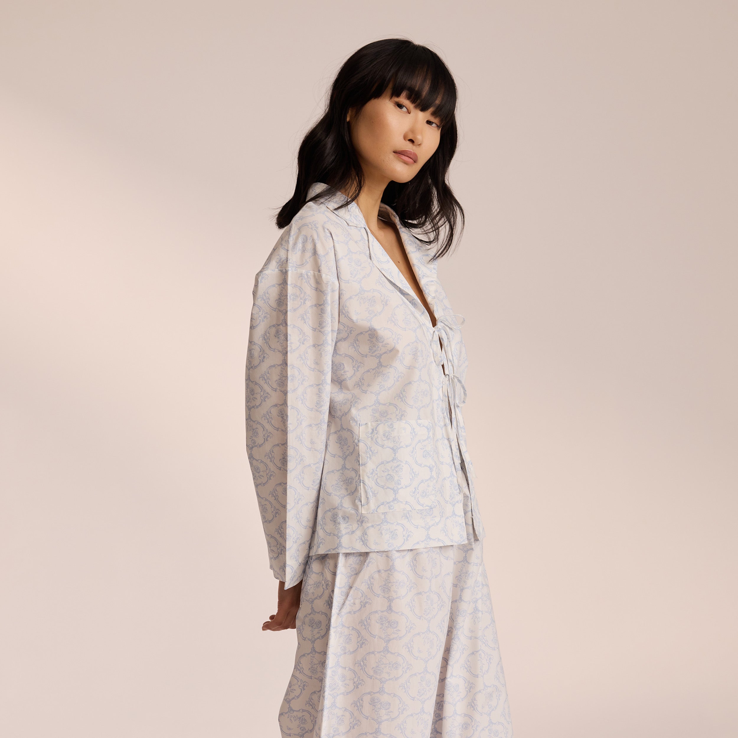 Soft Cotton Pyjama Shirt for Women & Men - Comfortable Blue Sleepwear for Nightwear & Lounge Wear at Home