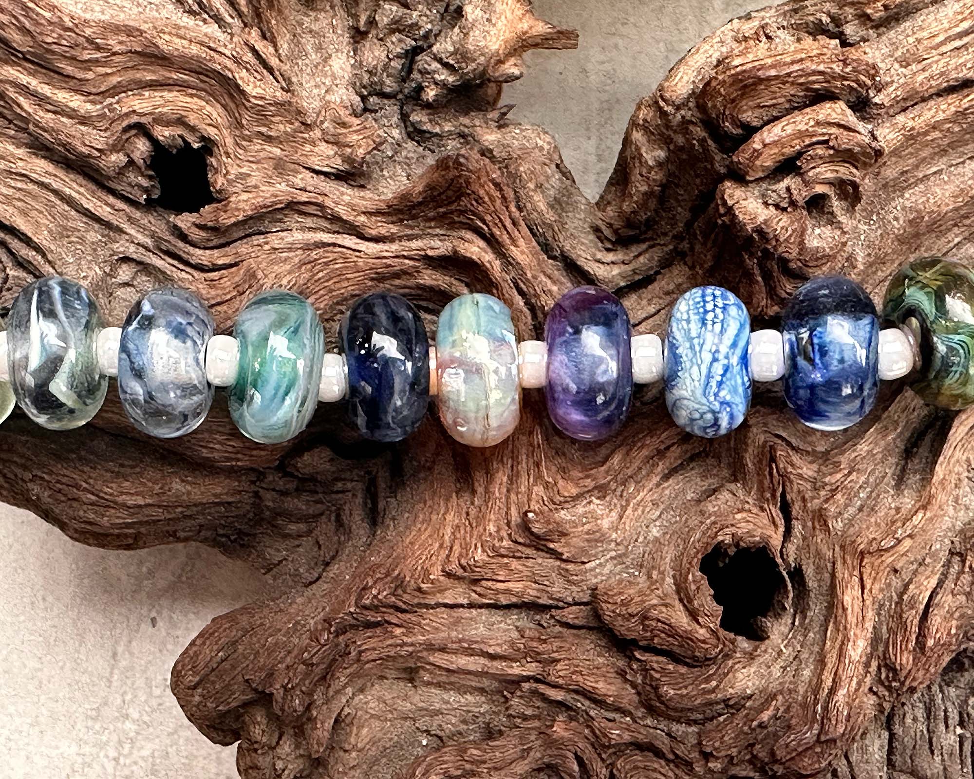 17pcs Blue Orphan Lampwork Glass Beads Set for Jewelry Making - DIY Bracelets, Necklaces & Craft Projects - SRA Certified