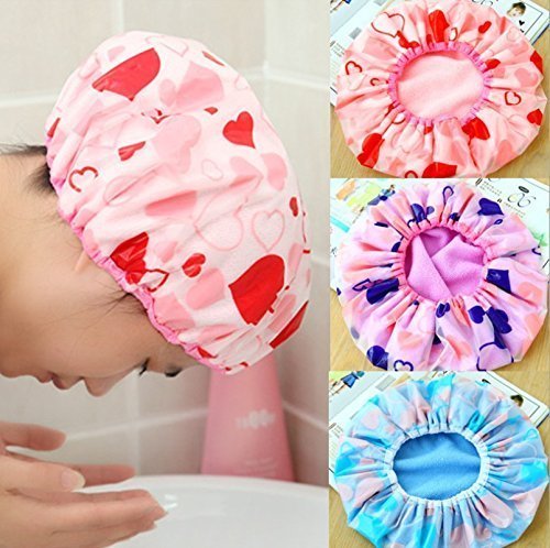 BUYMANIA® Reusable Shower Caps for Women, Men & Kids - 3 Pack Waterproof Bath Caps with Elastic Band (Multicolor) | Perfect for Travel, Swimming, Spa & Hair Care Routine