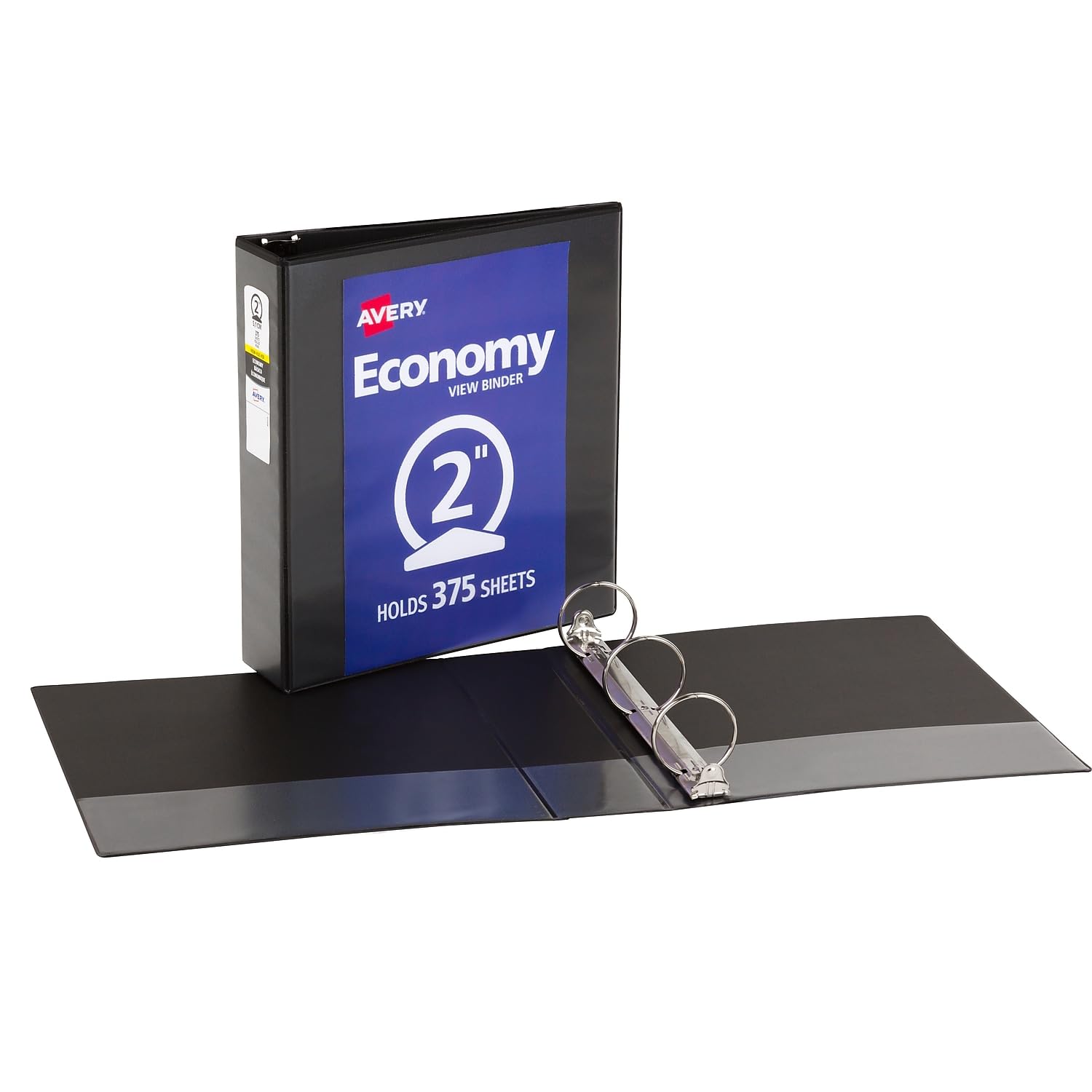 Avery Economy View Binder with 2-Inch Round Ring 5730 - Black | Durable 3-Ring Binder for School, Office & Home Organization