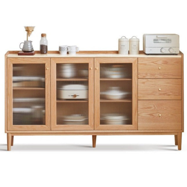 Premium Solid Wood Sideboard with Sliding Doors - Oak, Ash, Black Walnut & Cherry Options - Perfect for Dining Room Storage & Living Room Organization