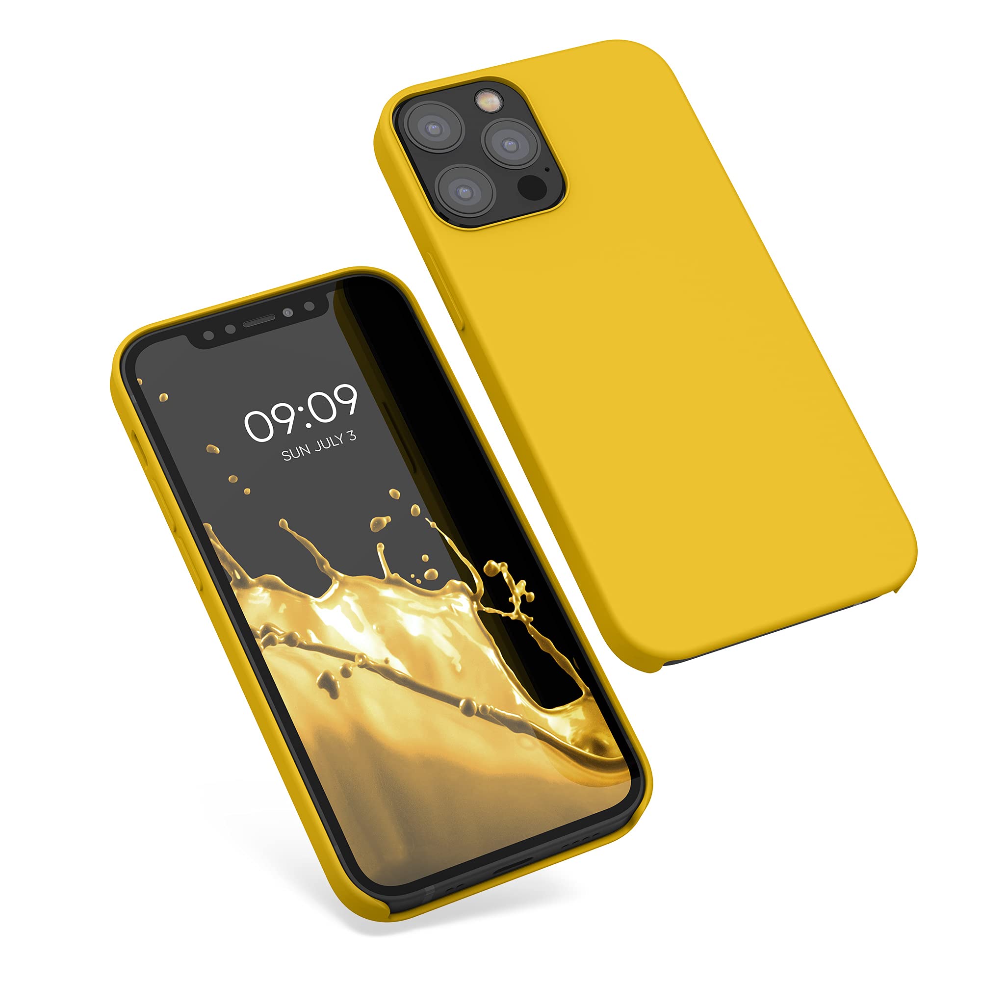 kwmobile Shockproof TPU Silicone Case for Apple iPhone 12 & iPhone 12 Pro - Soft Matte Finish Honey Yellow Protective Phone Cover - Perfect for Everyday Use, Outdoor Activities & Travel Protection