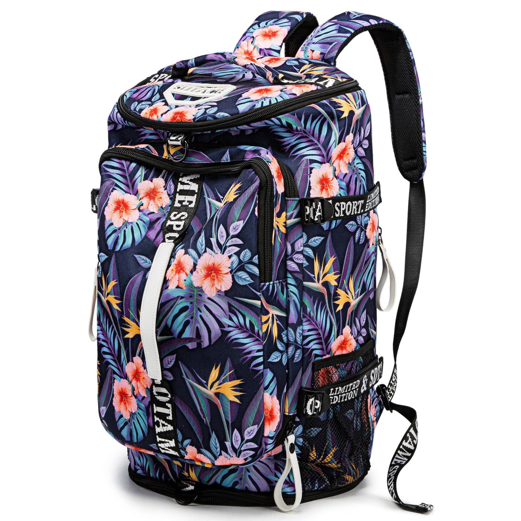 Multi-Functional Gym Duffle Backpack with Shoe Compartment & Waterproof Layer - 4-Way Travel Backpack for Women & Men - Perfect for Fitness, Workouts, Travel, Camping & Weekend Getaways - Includes Laptop Compartment for Work or Study