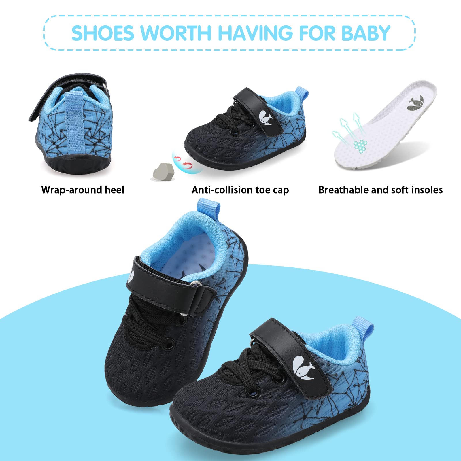 FEETCITY Baby Sneakers for Boys & Girls - Soft First Walking Shoes for Infants, Non-Slip Toddler Slip-On Shoes - Perfect for Newborn Crib, Playtime & Outdoor Activities