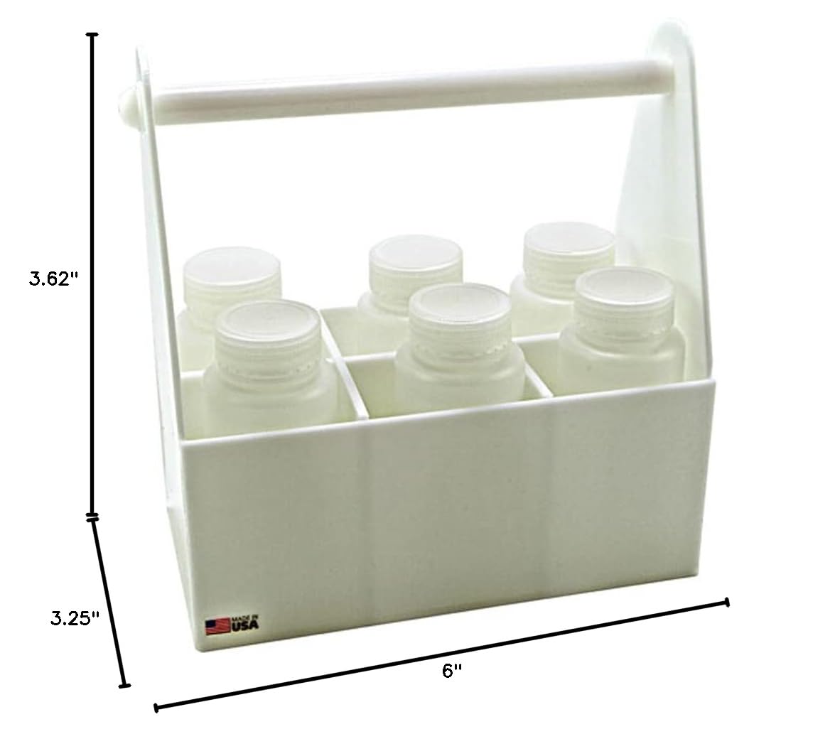8-Place HDPE Lab Safety Bottle Carrier for 16oz Bottles - Durable Chemical Storage Solution for Laboratories, Schools & Workplaces