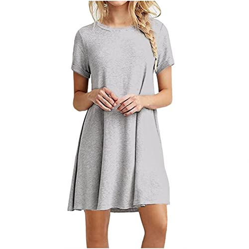 Women's Floral Print Round Neck Midi Tunic Dress - Casual Short Sleeve Pencil Dress for Work, Date Night & Summer Outfits