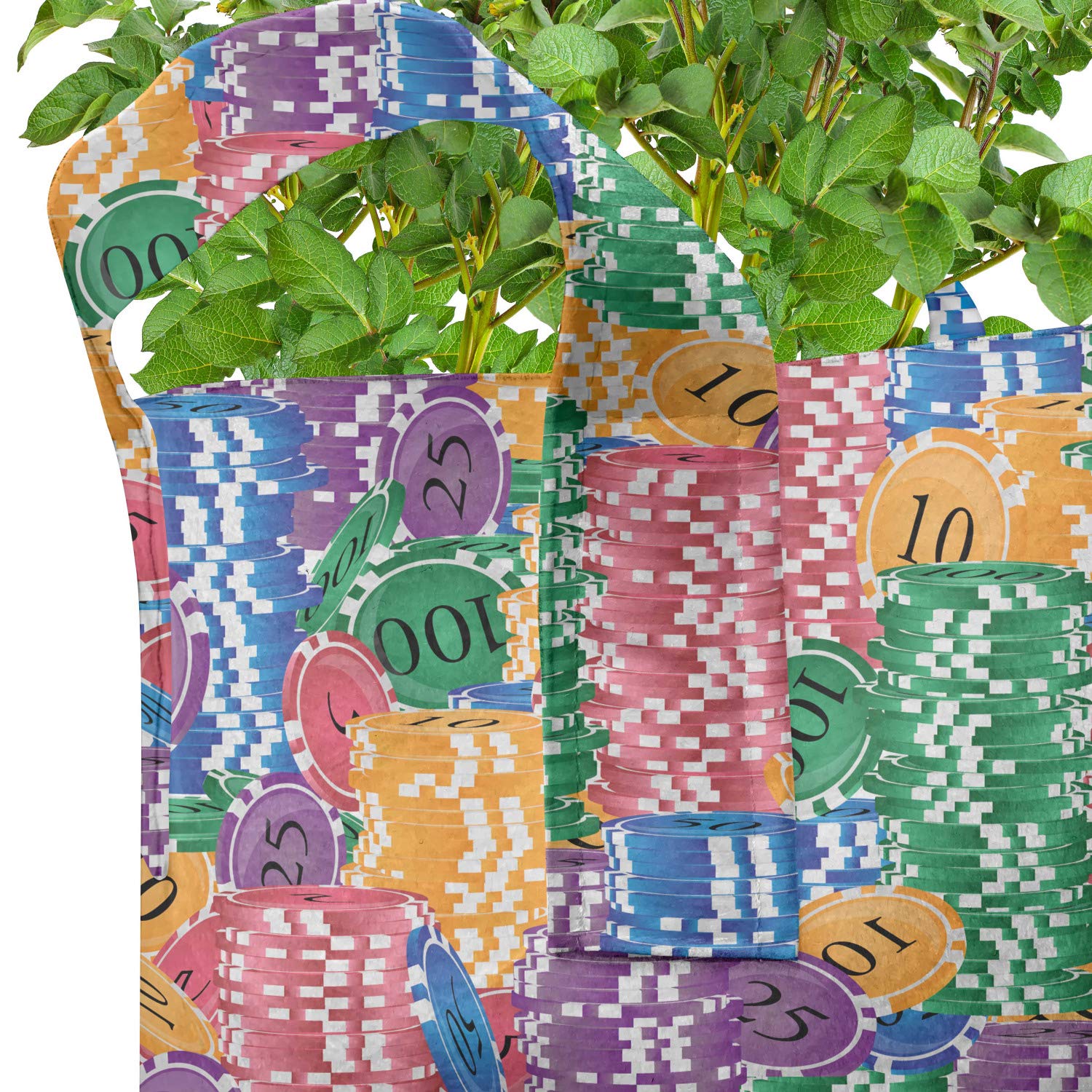 Ambesonne 5-Pack 5 Gallon Colorful Grow Bags - Heavy Duty Fabric Plant Pots with Handles, Casino Chips Luck Design - Ideal for Indoor/Outdoor Gardening, Vegetables, Flowers & Herbs
