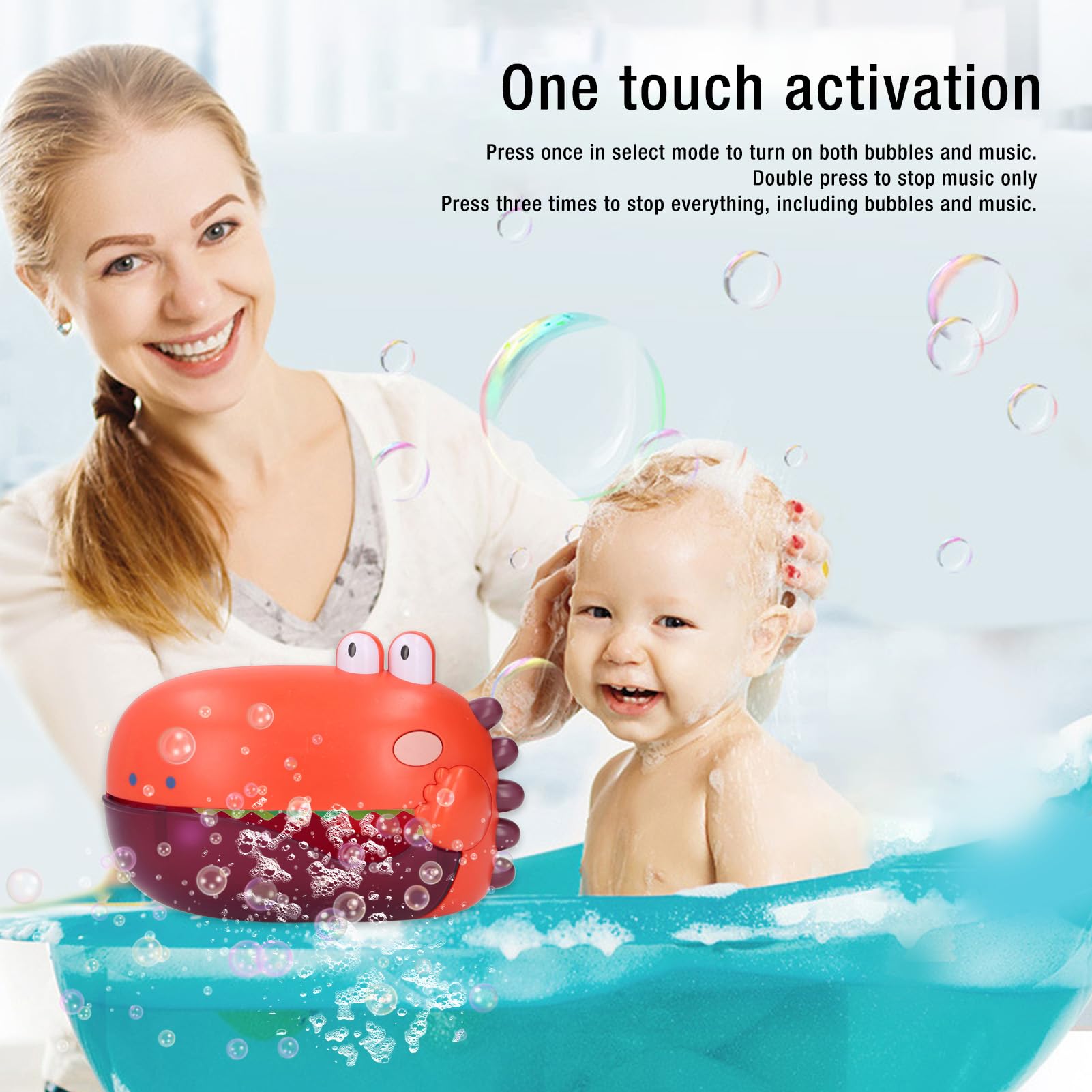 **Best Baby Bath Toys - Automatic Bubble Machine Blower with Music for Toddlers, Fun Bathtub & Shower Toys for Boys & Girls (Red) - Perfect for Bath Time Play & Sensory Development**