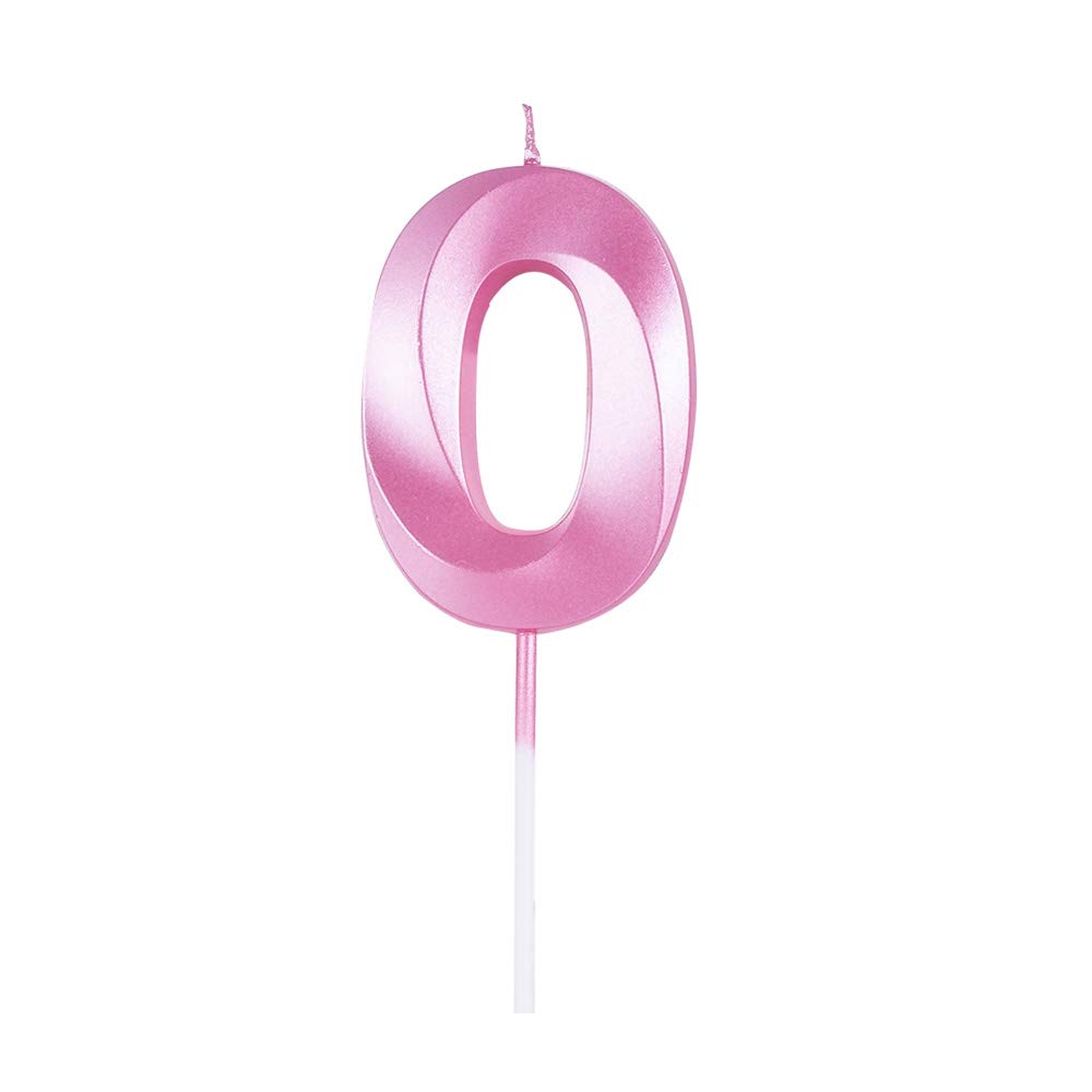 3D Big Number Birthday Candles - Multicolor Cake Topper Decorations for Anniversary, Graduation & Parties (Pink 0 Candle) | Perfect for Milestone Celebrations & Photo Backdrops
