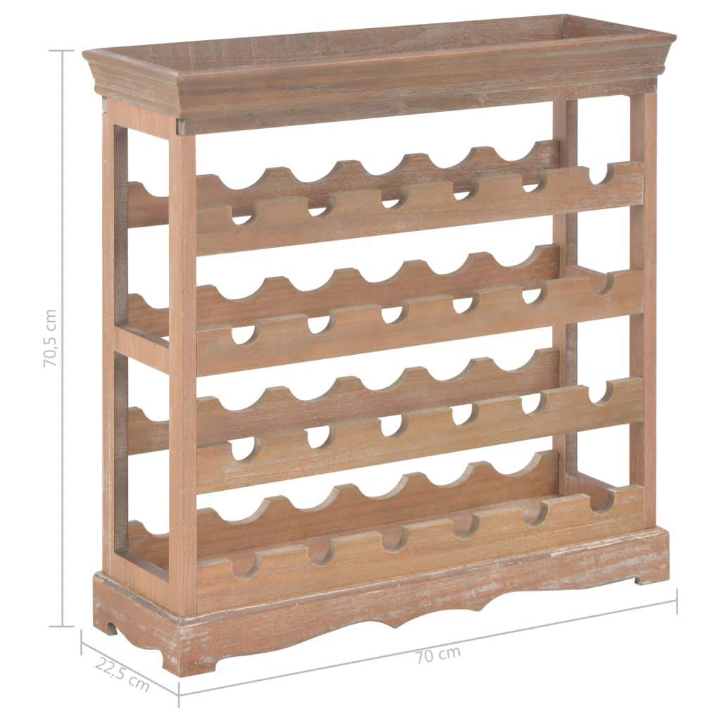 Modern Freestanding Floor Wine Rack - Large Capacity 12 Bottle Storage, Brown MDF Wine Cabinet 27.6