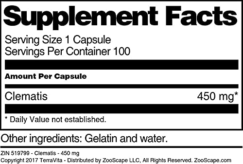 Clematis Extract 450mg (100 Capsules per Bottle, ZIN: 519799) - 2 Pack - Supports Joint Health & Natural Wellness for Active Lifestyles