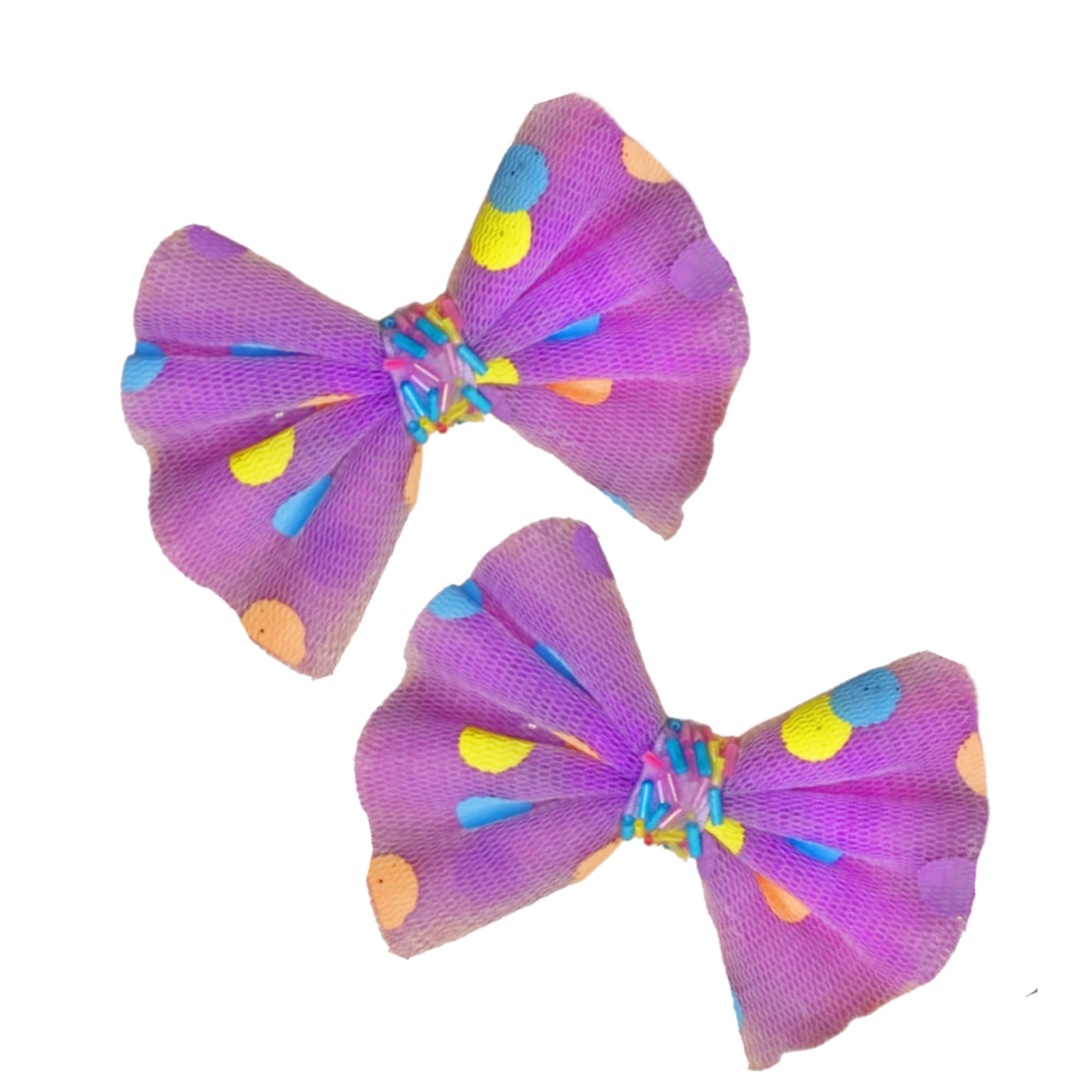 Pastel Light Color Polka Dot Hair Bows for Girls - Yellow, White, Pink, Purple, Black & Blue Hair Clips (2 Pack) | Perfect for School, Parties & Everyday Accessories