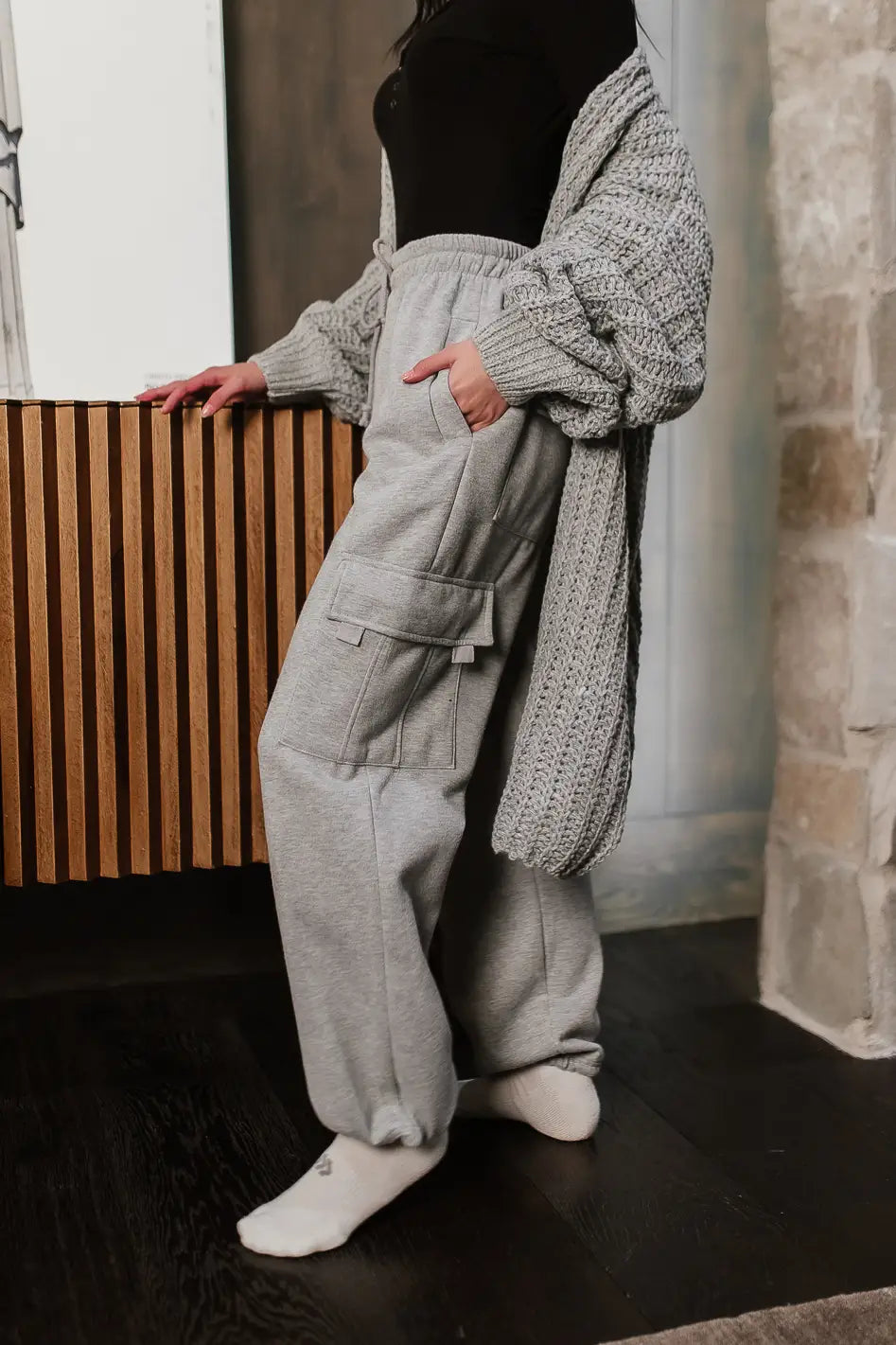 Joanna Cargo Sweatpants for Women - Soft Grey Joggers with Pockets | Comfortable Lounge Pants for Yoga, Running & Casual Wear | FINAL SALE
