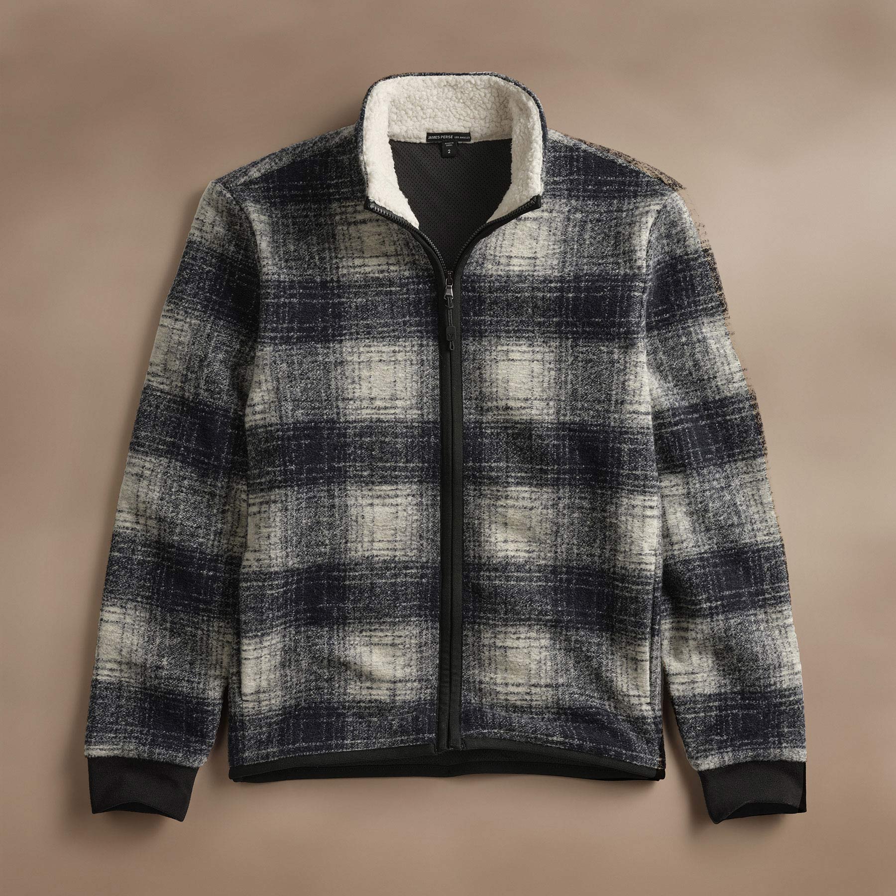 Premium Brushed Plaid Techno Wool Jacket for Men & Women - Navy/White - Warm Winter Coat for Outdoor Activities & Casual Wear