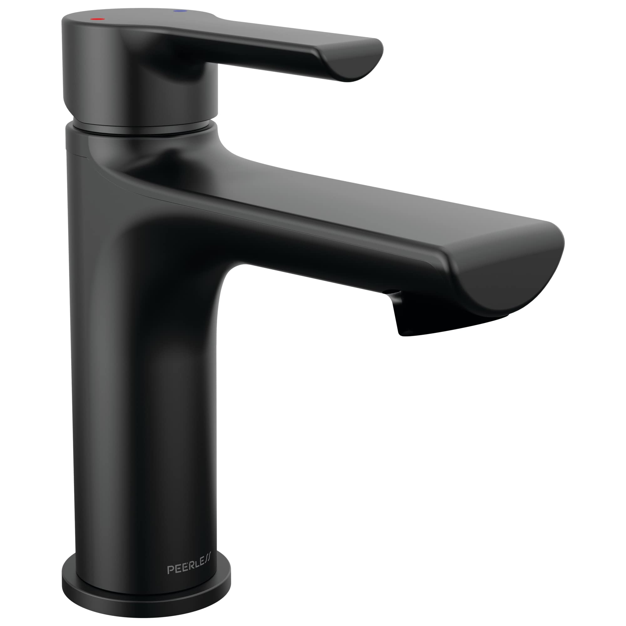 Peerless P1513LF-BL Matte Black Single Handle Bathroom Sink Faucet - Modern Waterfall Spout for Vanity, Powder Room & Guest Bath Installation