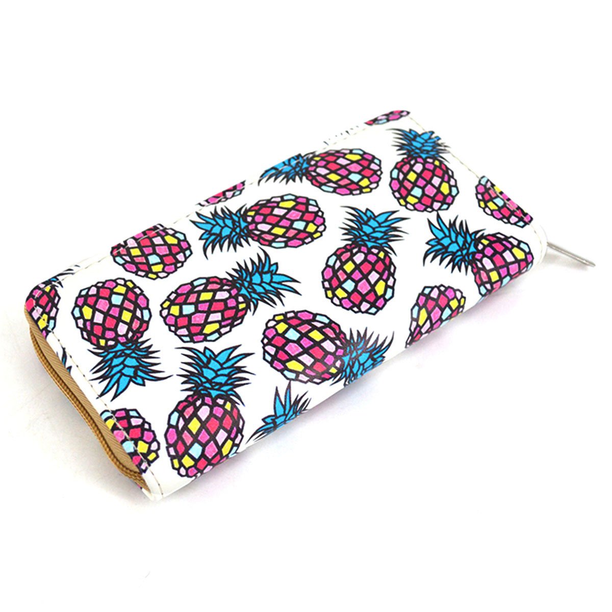 Mily Fashion Girls Pineapple Print Faux Leather Zipper Wallet - Long Phone Card Holder Clutch Purse for Teens & Women | Perfect for School, Travel & Everyday Use