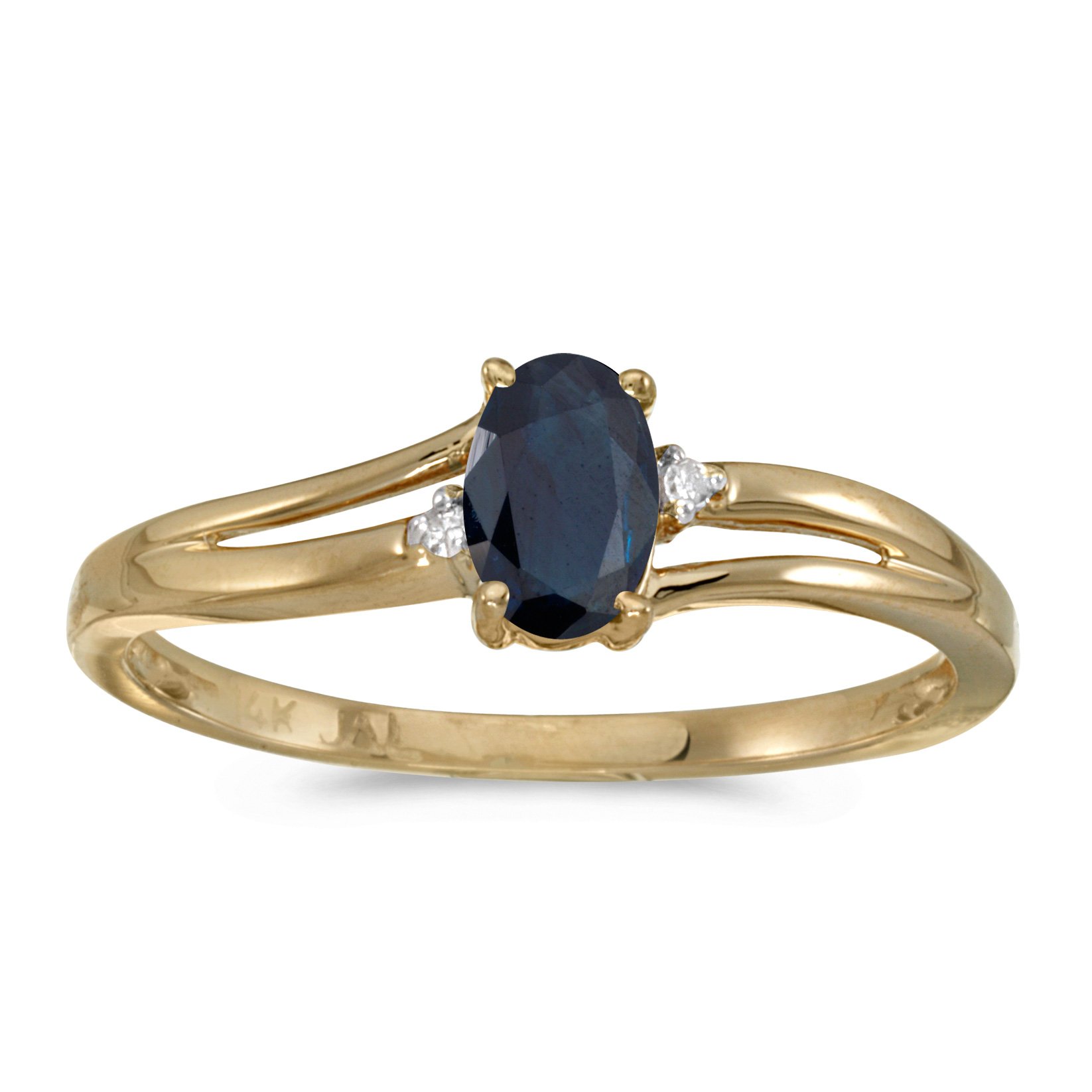 14K Yellow Gold Oval Sapphire and Diamond Ring for Women - Elegant Engagement, Wedding, Anniversary Gift - Perfect for Bridal Jewelry & Special Occasions