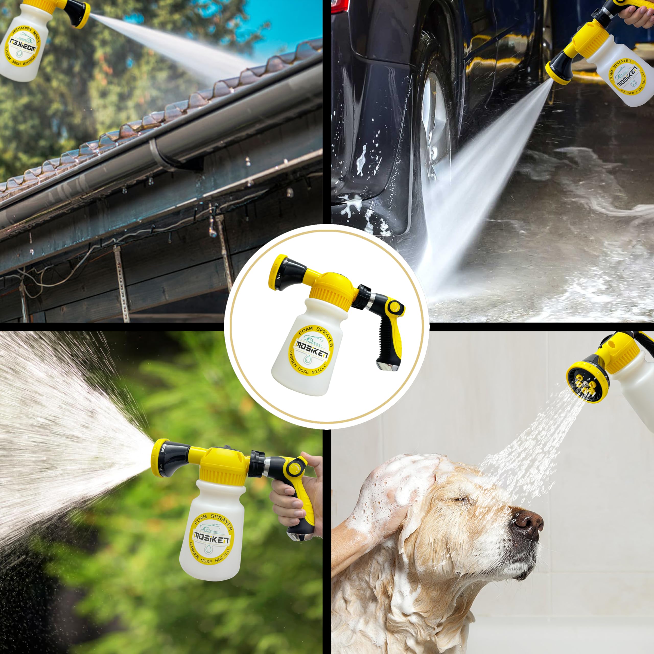 Premium Foam Cannon Car Wash Kit with Washing Sponge & Microfiber Towel - 1/2