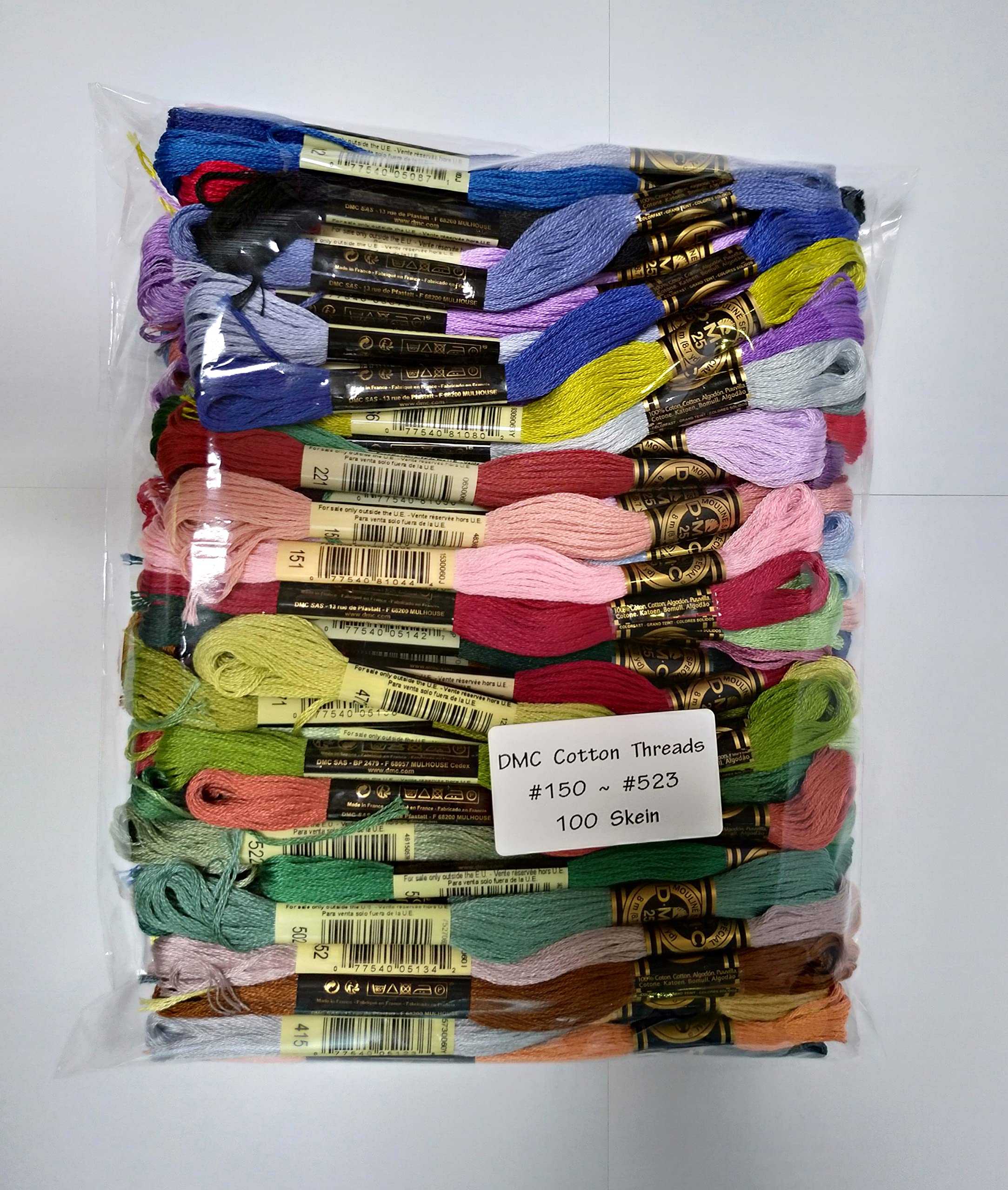 DMC 447 Cross Stitch Thread - 100% Cotton Embroidery Floss (8 Meters/Skein) for Needlework, DIY Crafts, and Home Decor Projects