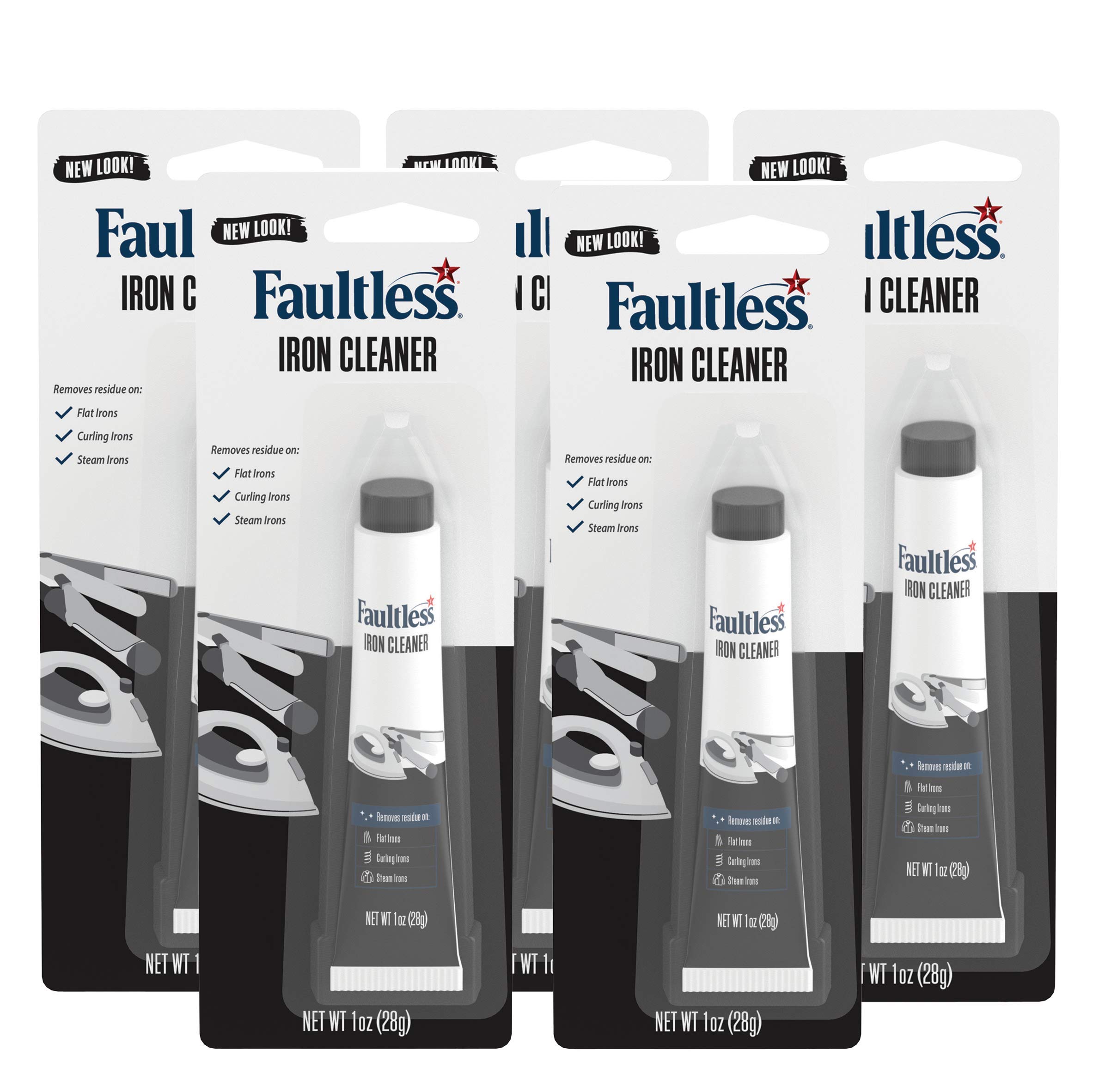 FAULTLESS Non-Toxic Steam Iron Cleaner - Removes Melted Fabric, Glue, Hard Water & Starch Residue - Safe for All Irons (1 oz, 5-Pack) - Perfect for Home Laundry, Travel & Professional Garment Care