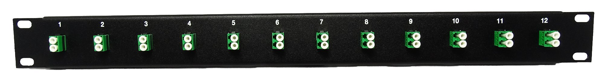 12-Port LC APC Singlemode Fiber Patch Panel with Green Couplers - 1U Loaded 19