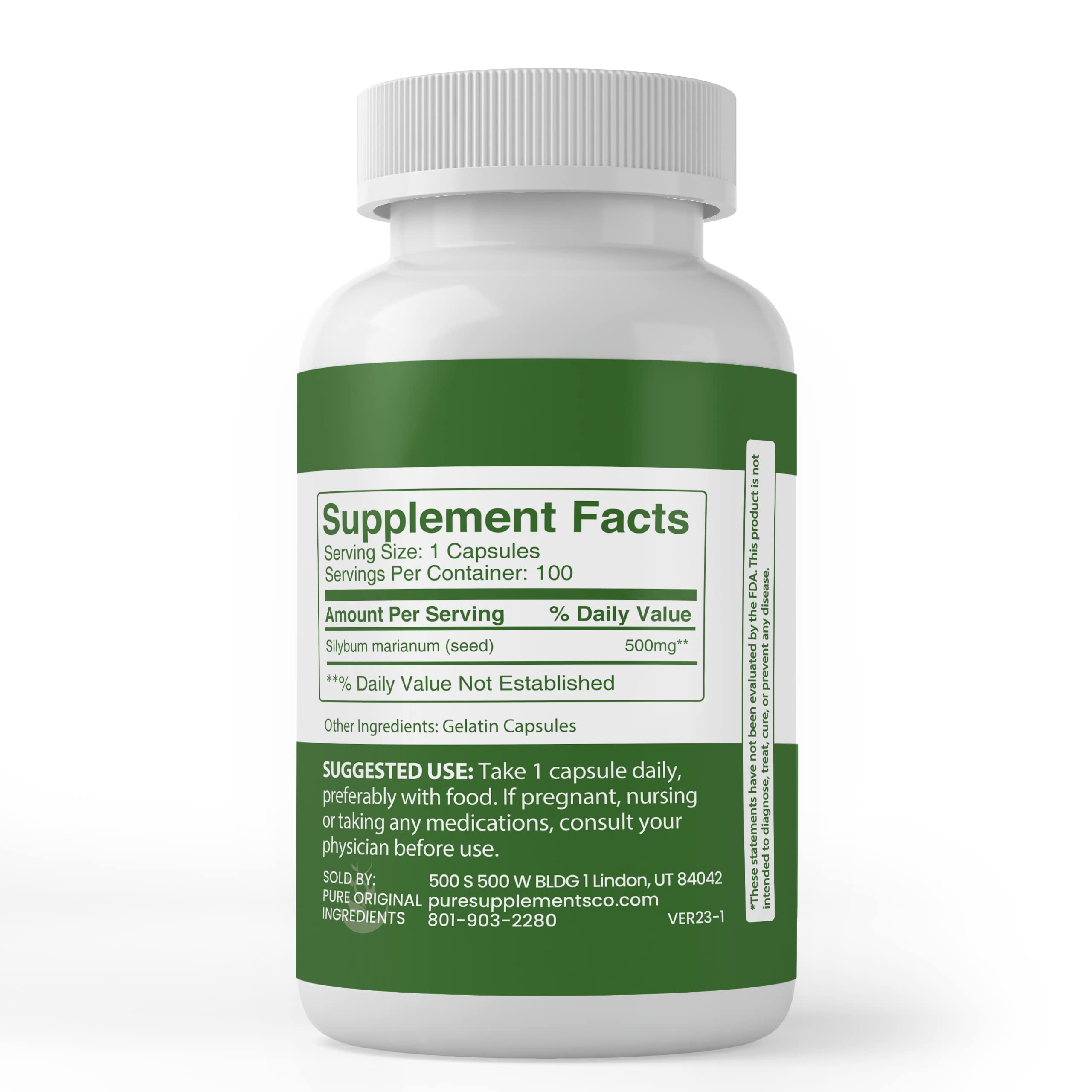 Pure Milk Thistle Extract 100 Capsules - No Fillers, Non-GMO, Liver Support Supplement for Detox & Digestive Health - Perfect for Daily Wellness & Natural Cleansing Routine