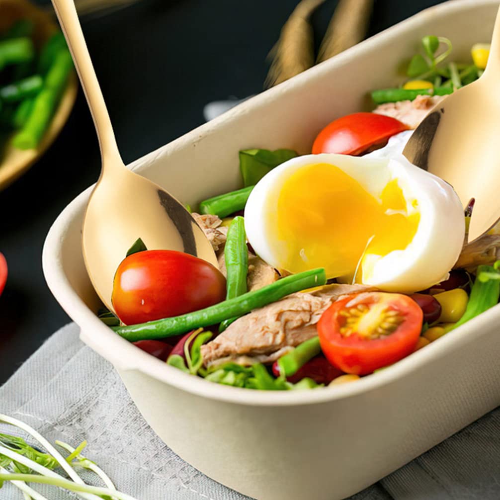Hemoton 2-Piece Stainless Steel Salad Spoon Set - Italian Style Dinnerware, Travel & Backpacking Utensils, Coffee & Pasta Spoon, Multipurpose Kitchen Tool for Home, Camping, Picnics & Outdoor Dining