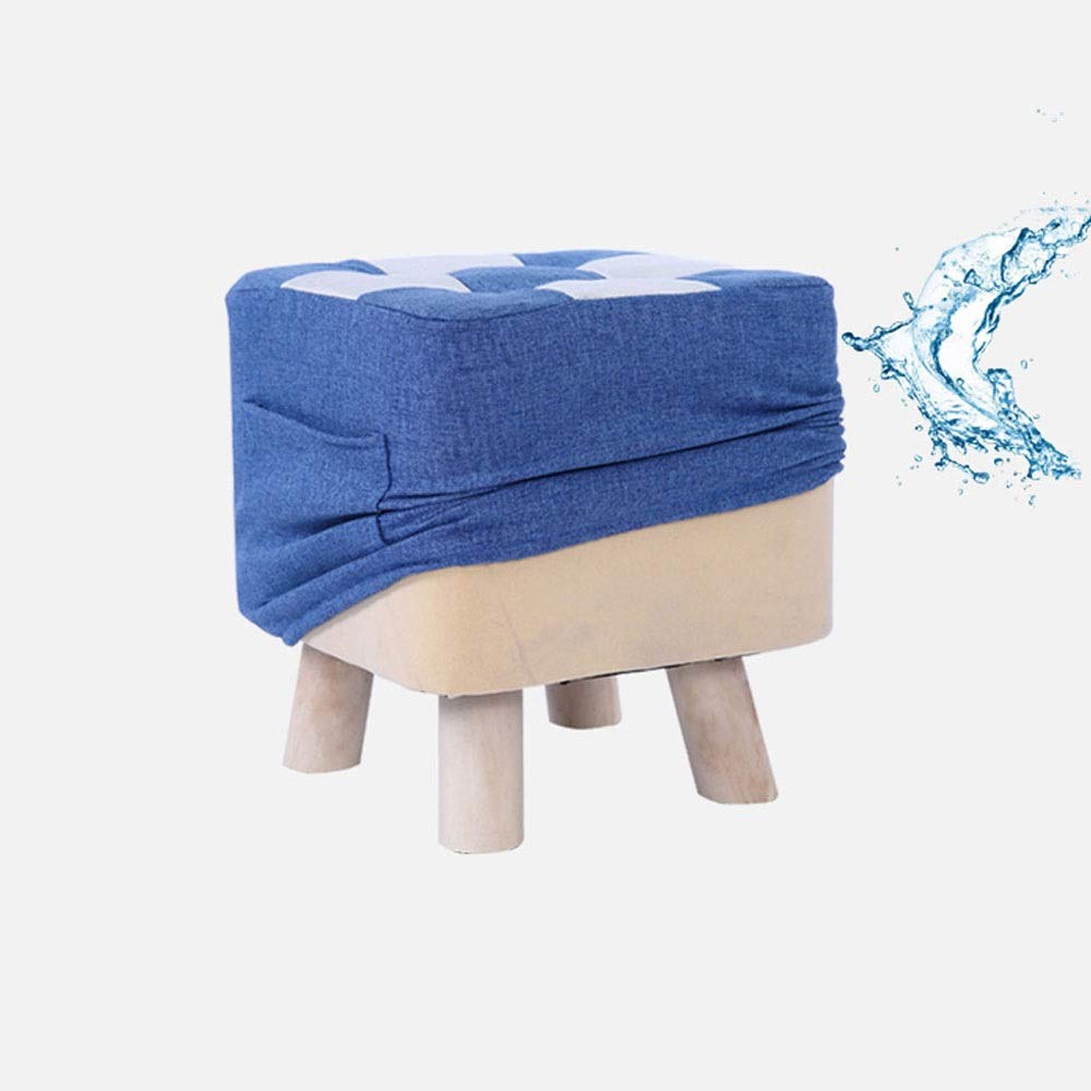 Solid Wood Cotton Ottoman Stool - Washable Footstool Pouf for Living Room, Sofa Lounge, Kids Furniture & Shoe Bench | Multi-Use Home Decor (Color D)