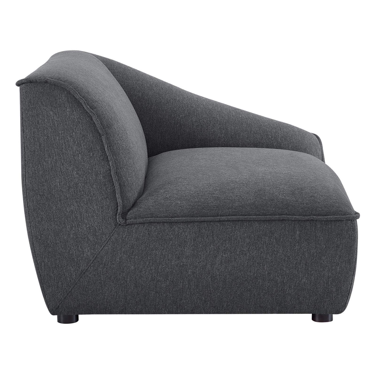 Modway Comprise 4-Piece Fabric Upholstered Sectional Sofa with Chaise Lounge - Charcoal Gray - Modern Living Room Furniture for Small Spaces & Apartments