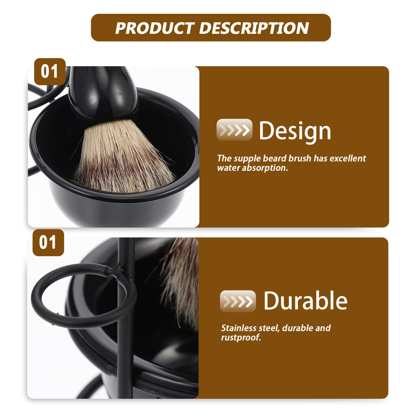 Premium Metal Shaving Brush Holder & Stand - Durable Beard Grooming Kit for Men with Convenient Shaving Mug & Mixing Bowl | Perfect for Home Barbershop, Travel & Gift for Men