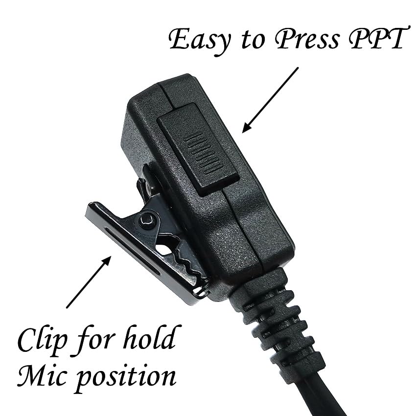 Motorola Walkie Talkie Headset with Microphone - 2 Pin Acoustic Tube Earpiece for CP200 GP2000 CLS1410 CLS1450 CLS1100 Models (2 Pack) - Ideal for Construction, Security & Event Communication