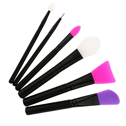 Siah 6-Piece Silicone Makeup Brush Set for Face, Lips & Eyes - Soft Cosmetic Applicators for Flawless Foundation, Blending & Eye Makeup Application