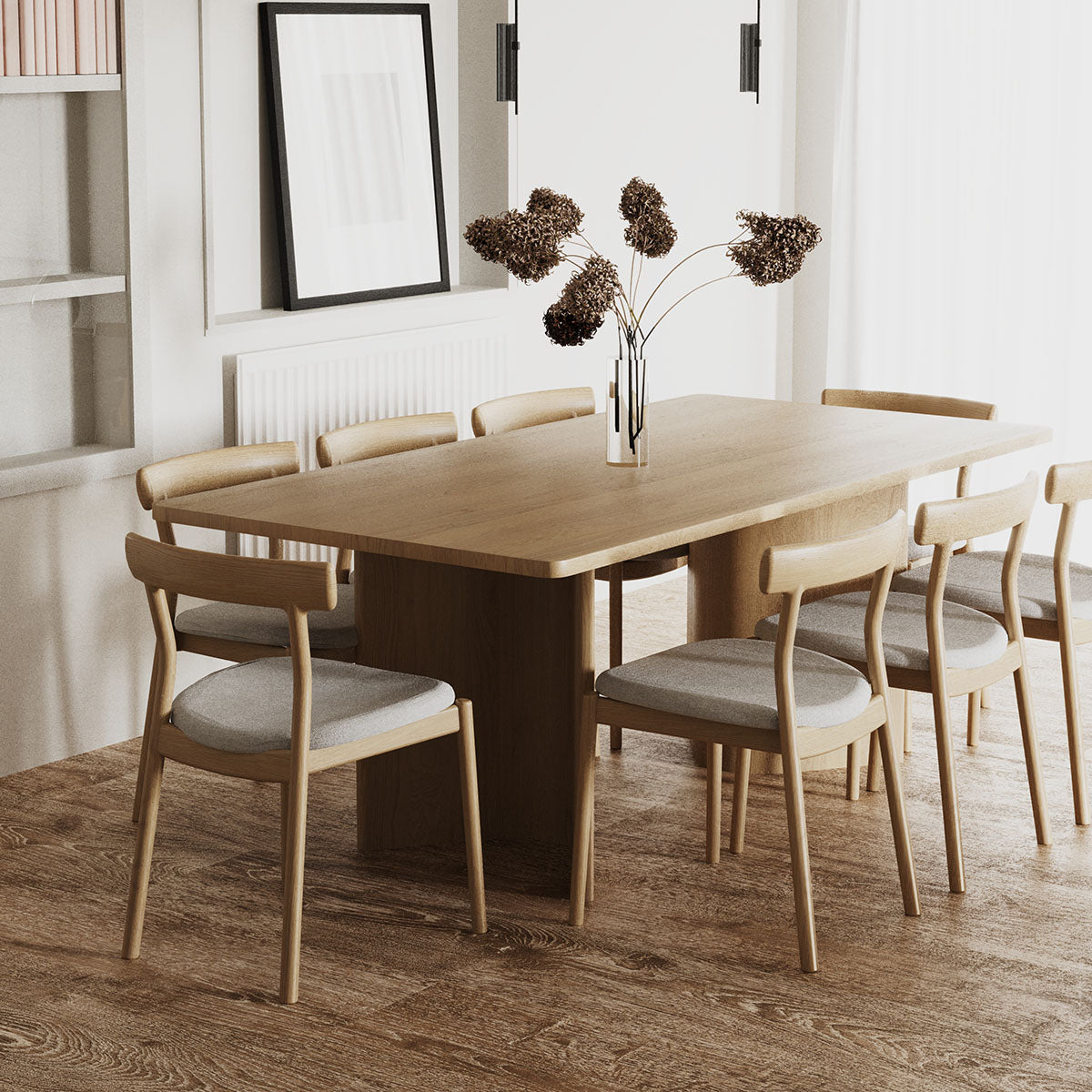 Modern Fletcher Dining Table - Solid Wood Kitchen Table for 6 - Farmhouse Style Dining Room Furniture for Family Gatherings & Dinner Parties