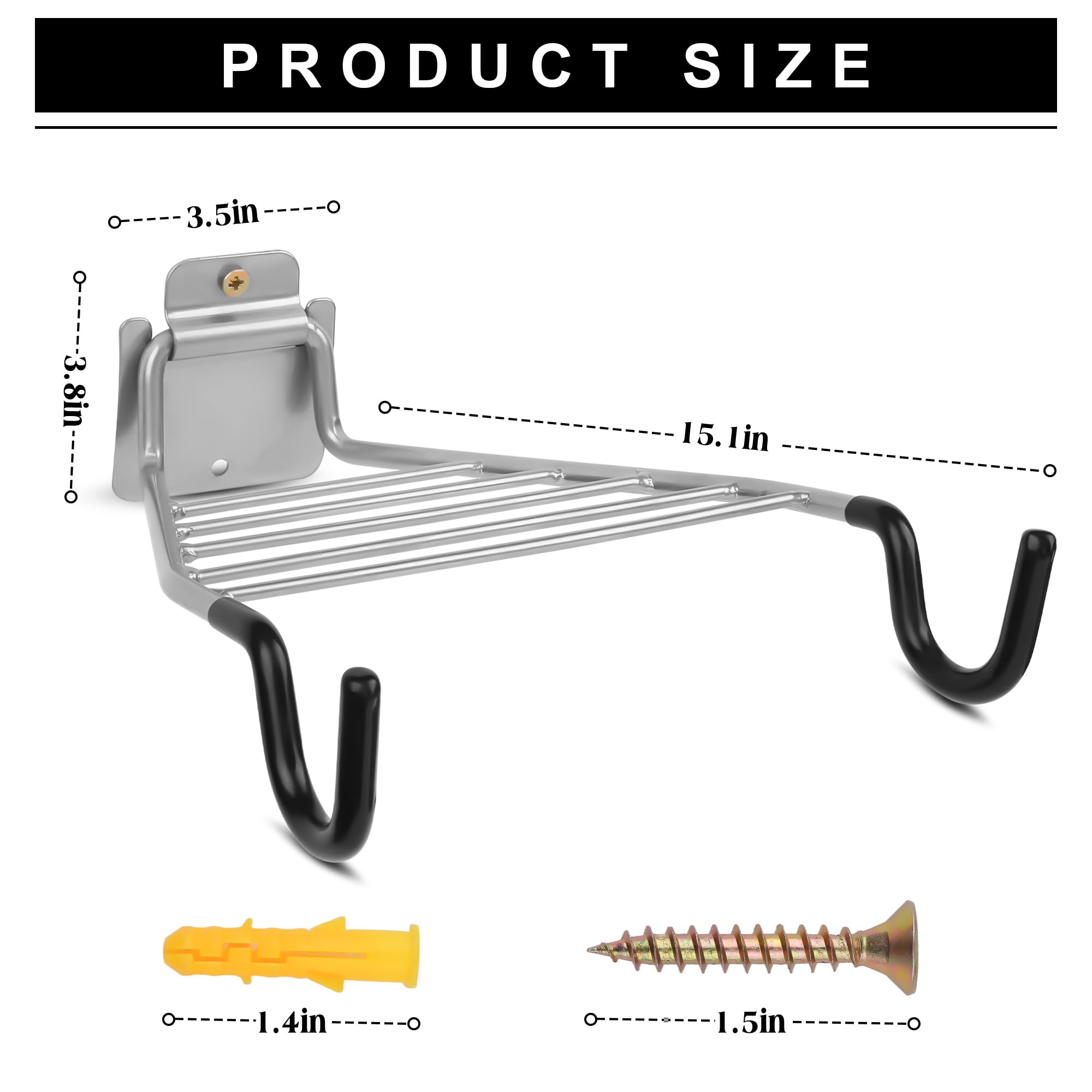 Wall Mount Bike Rack - Indoor Bicycle Storage Hook (Silver & Black) for Garage & Home