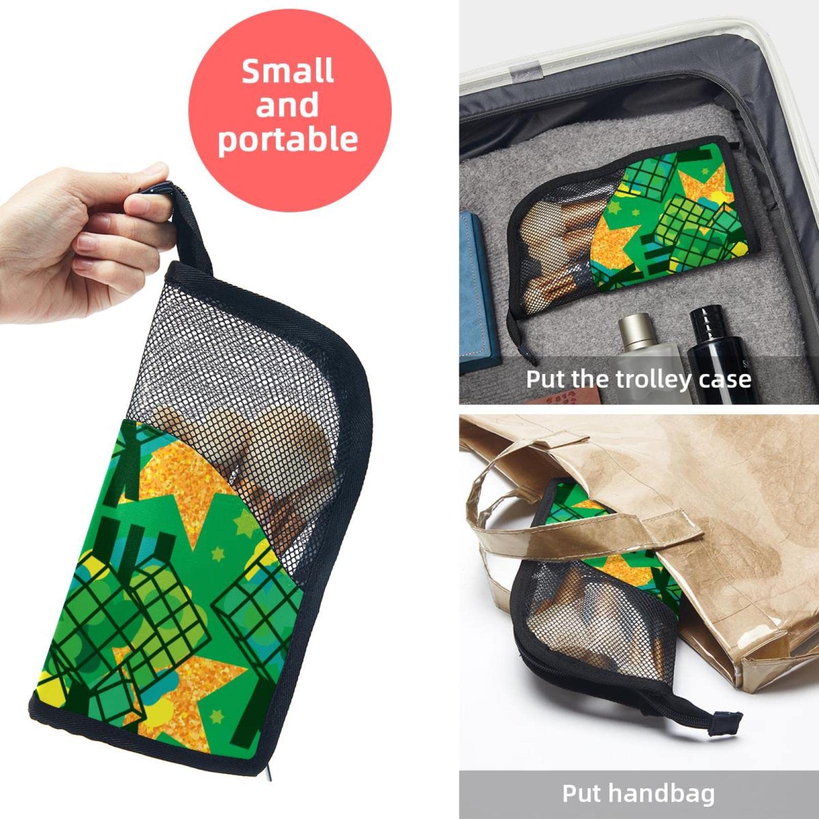 12-Piece Makeup Brush Organizer Bag with Geometric Stars & Moon Design - Portable Cosmetic Brush Holder Case for Travel, Home & Professional Makeup Artists