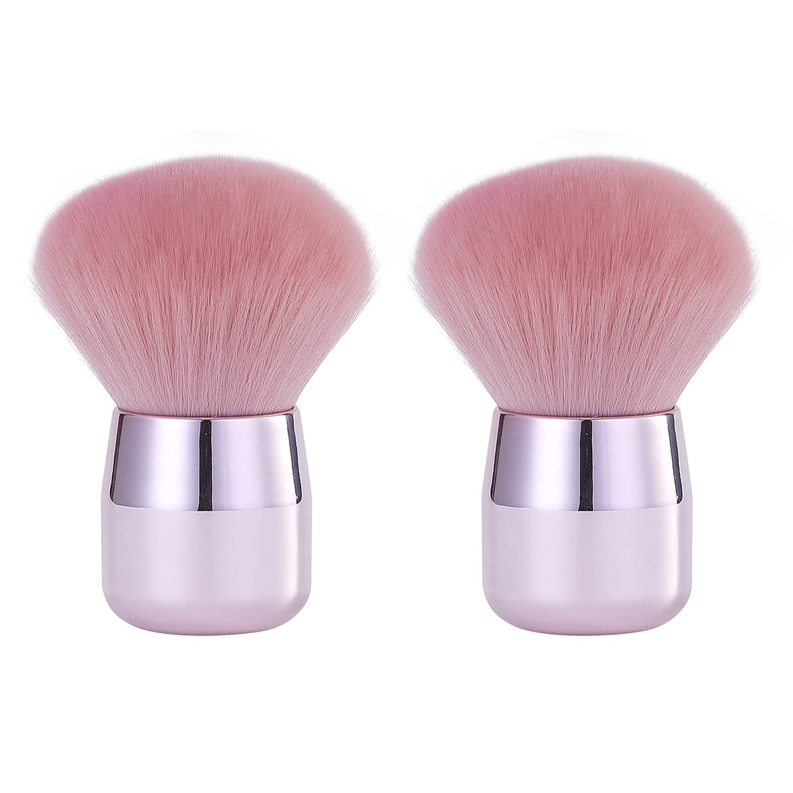 2 Pcs Pink Nail Dust Brush Set - Soft Kabuki Brush for Acrylic Nails, Gel & Dip Powder Removal | Professional Nail Art Cleaner & Makeup Blush Brush | Perfect for Salon, Home Manicure & Cosmetic Application