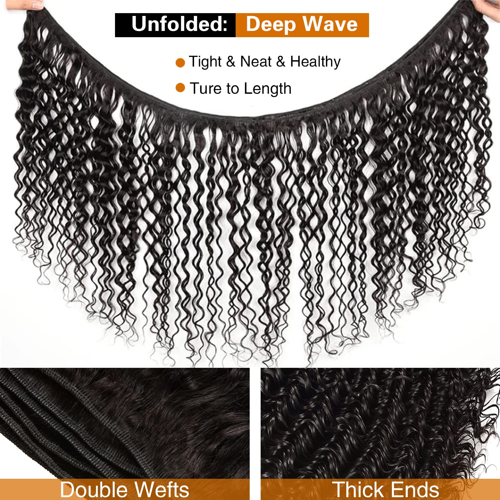 100% Virgin Brazilian Human Hair Bundles - Deep Wave & Curly Hair Extensions - Unprocessed Natural Color (22 24 26 28) - Perfect for Daily Wear, Parties & Special Occasions