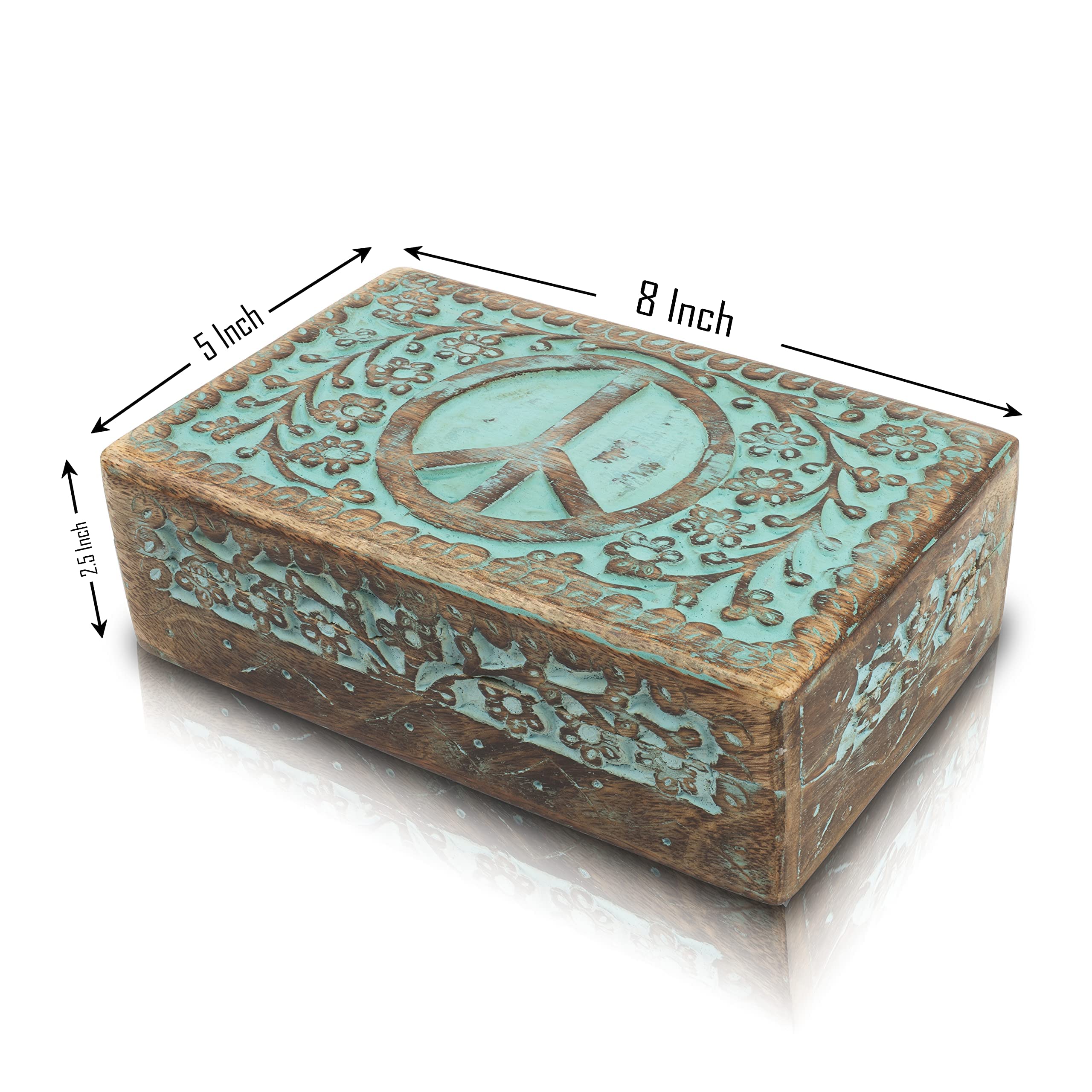 Handmade Wooden Jewelry Box Organizer - Blue Keepsake Storage Box for Women | Perfect Birthday, Anniversary & Housewarming Gift | Jewelry, Watch & Trinket Holder for Dresser, Vanity & Travel