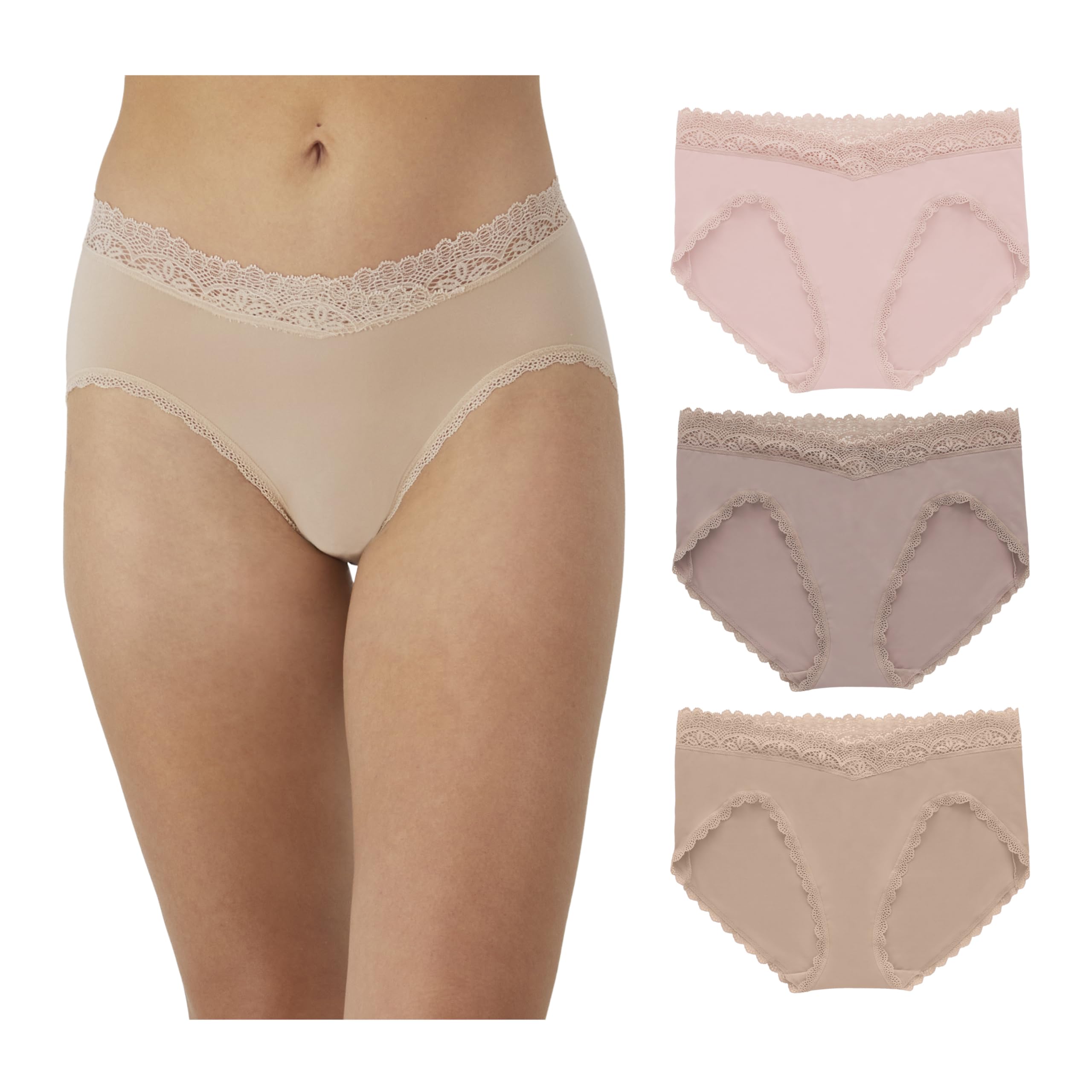 Maidenform Women's Microfiber Underwear - Soft Mid-Rise Bikini Panties 3-Pack | Comfortable Everyday Wear for Work, Travel & Lounge