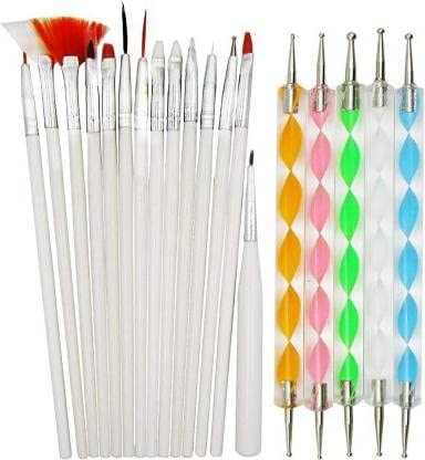 20 Pcs Nail Art Brushes Set - Professional Nail Design Tool Kit with Fine Tips for Acrylic, Gel & Dip Powder (White) - Perfect for Salon, Home Manicure & DIY Nail Art
