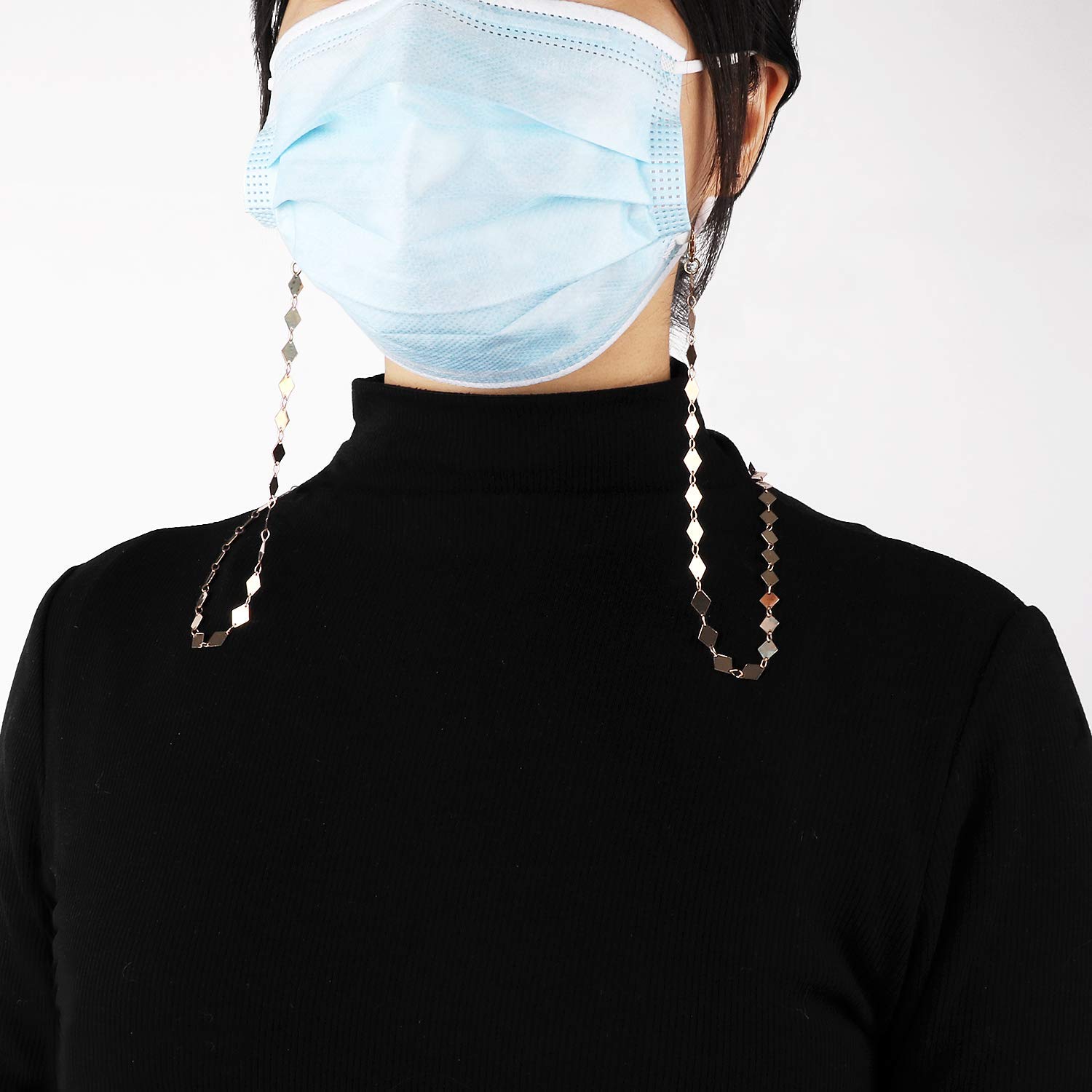 Elegant Diamond Face Mask Chain for Women - Adjustable Mask Strap & Lanyard Holder - Perfect for Work, Travel, and Daily Protection