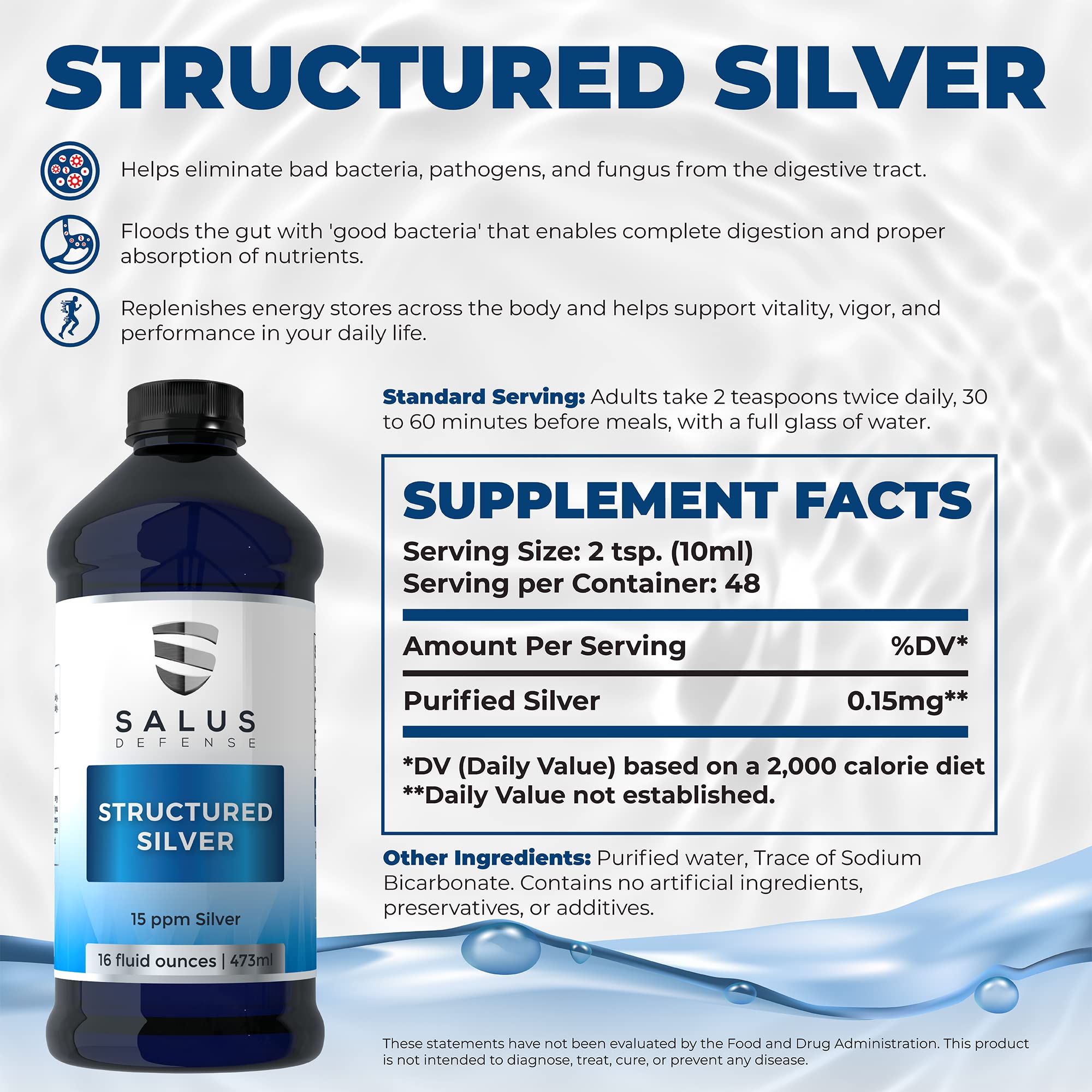 Advanced Structured Silver Liquid Supplement - 15ppm Immune Support for Daily Wellness - All Natural, No Additives - 16oz Bottle (3 Pack) - Boost Immunity & Promote Health for Active Lifestyles