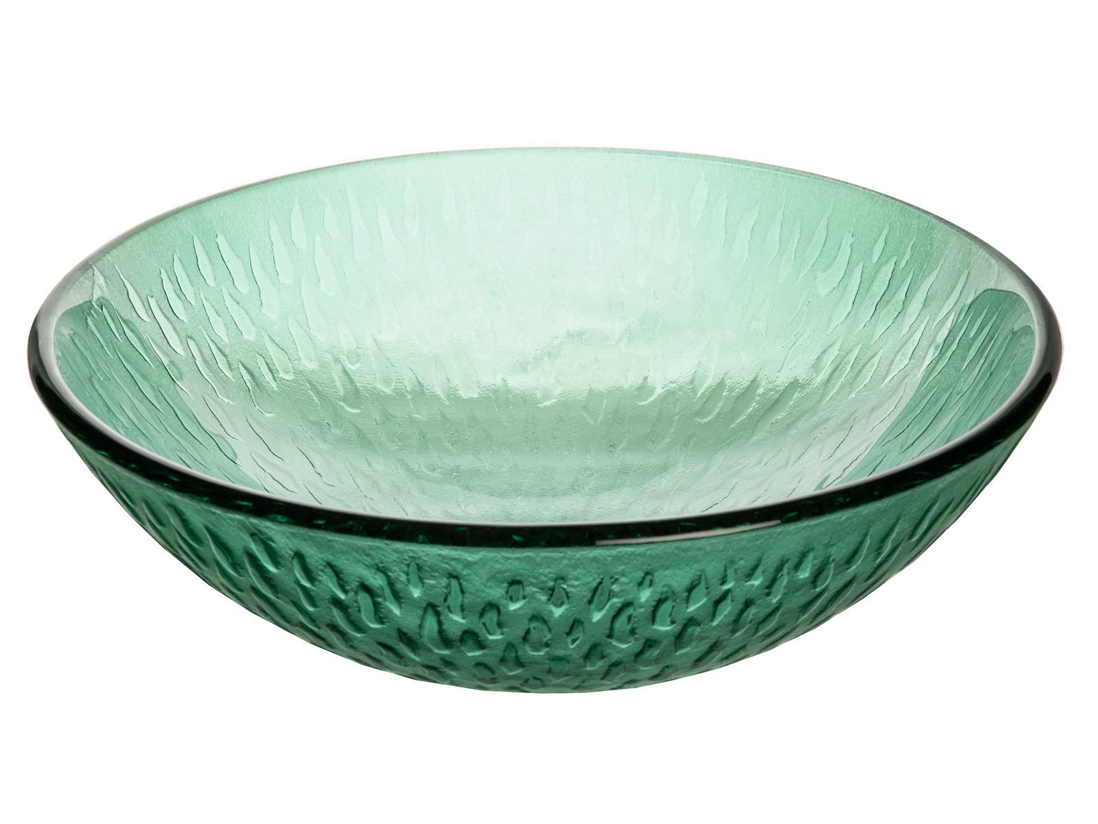 Round Glass Vessel Sink for Bathroom - Modern Green Drops Design, Above Counter Basin for Vanity, Perfect for Contemporary Home Decor & Spa Style Bathrooms