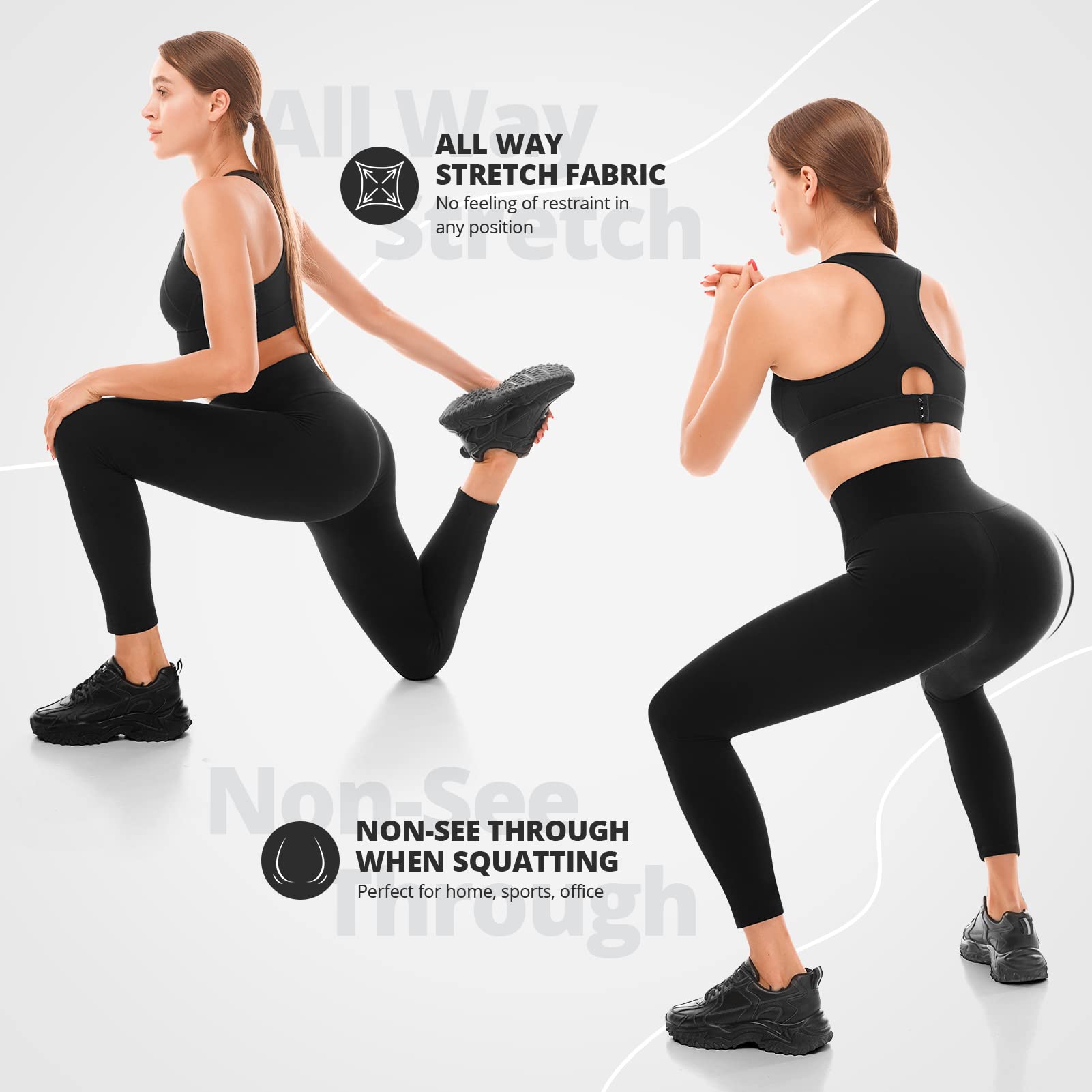Walifrey Women's High Waist Yoga Pants - Opaque Black Workout Leggings for Gym, Running & Sports - Comfortable Stretchy Tights for Fitness & Daily Wear